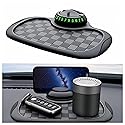 Vilhunase Multifunctional Car Anti-Slip Mat 360° Rotatable Phone Holder Hidden Temporary Parking Number Plate Anti-Slip and Storage Mat(Black-Gray