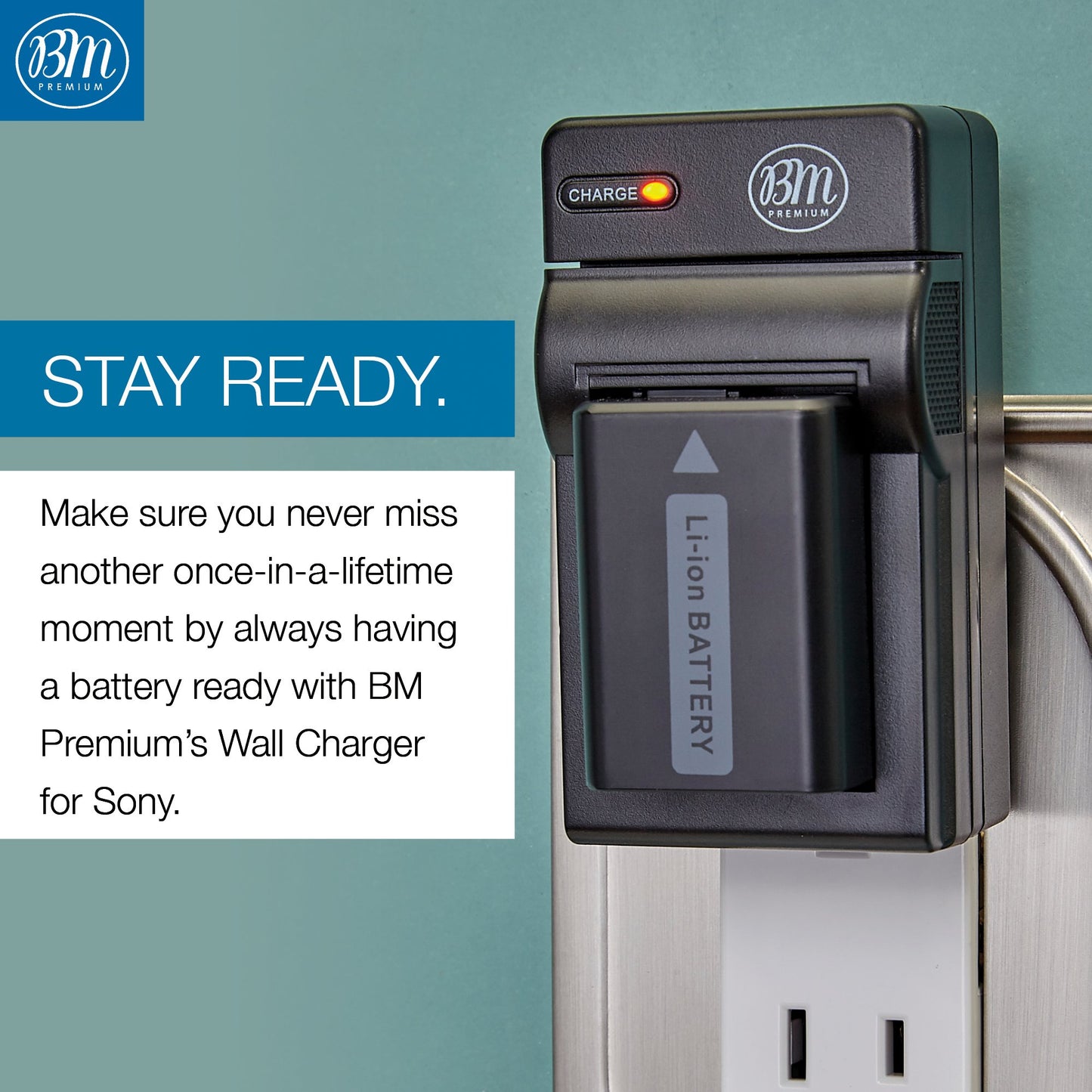 BM Premium NP-FW50 Battery and Charger for Sony A6100, A6400, DSC-RX1R III, DSC-RX10 IV, DSC-RX10 III, DSC-RX10 II, DSC-RX10, Alpha 7, Alpha 7R, a7