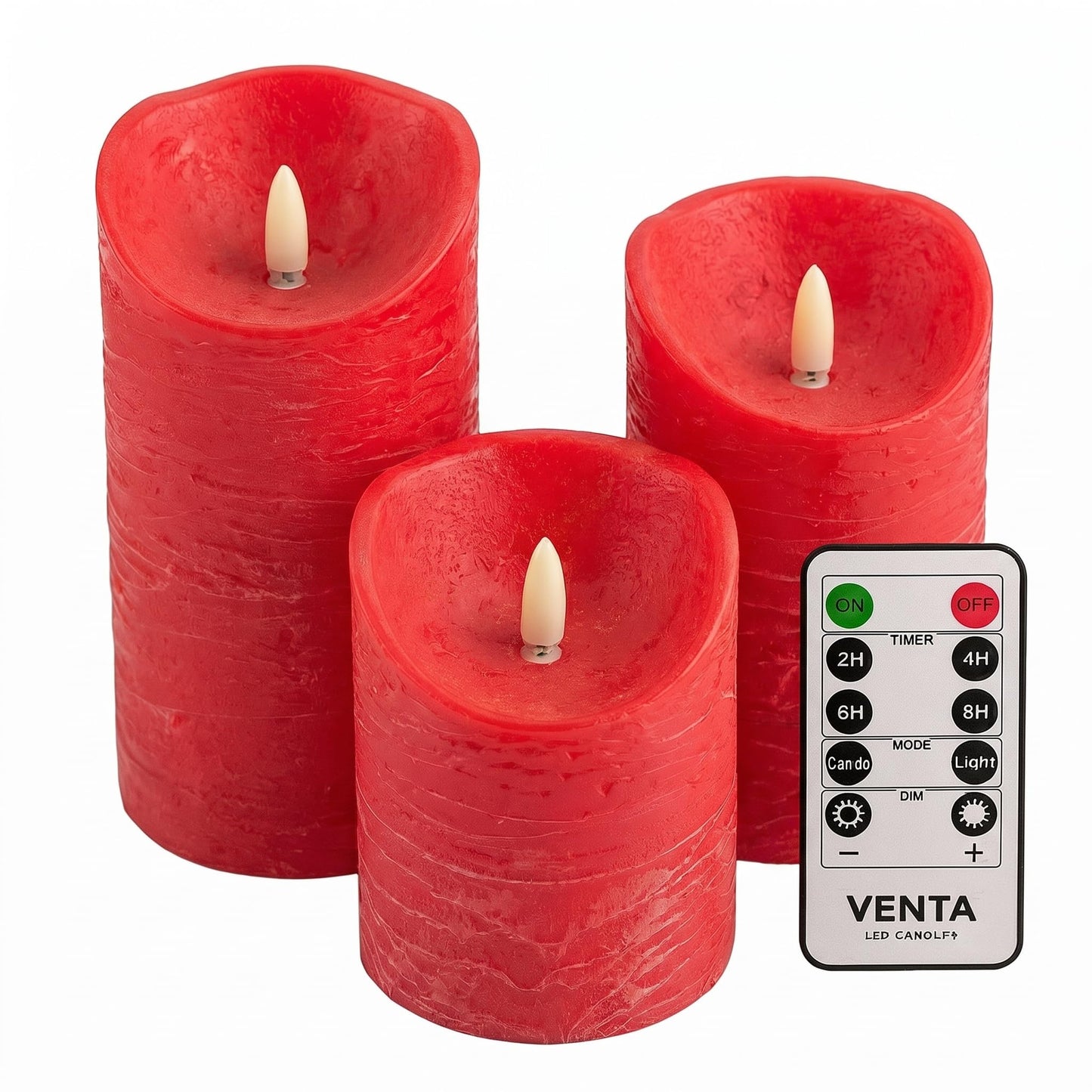 VENTA Flickering Flameless Candles with Remote Control - Led Candles Battery Operated - Battery Operated Candle for Decoration Table, Timer & Dimmer