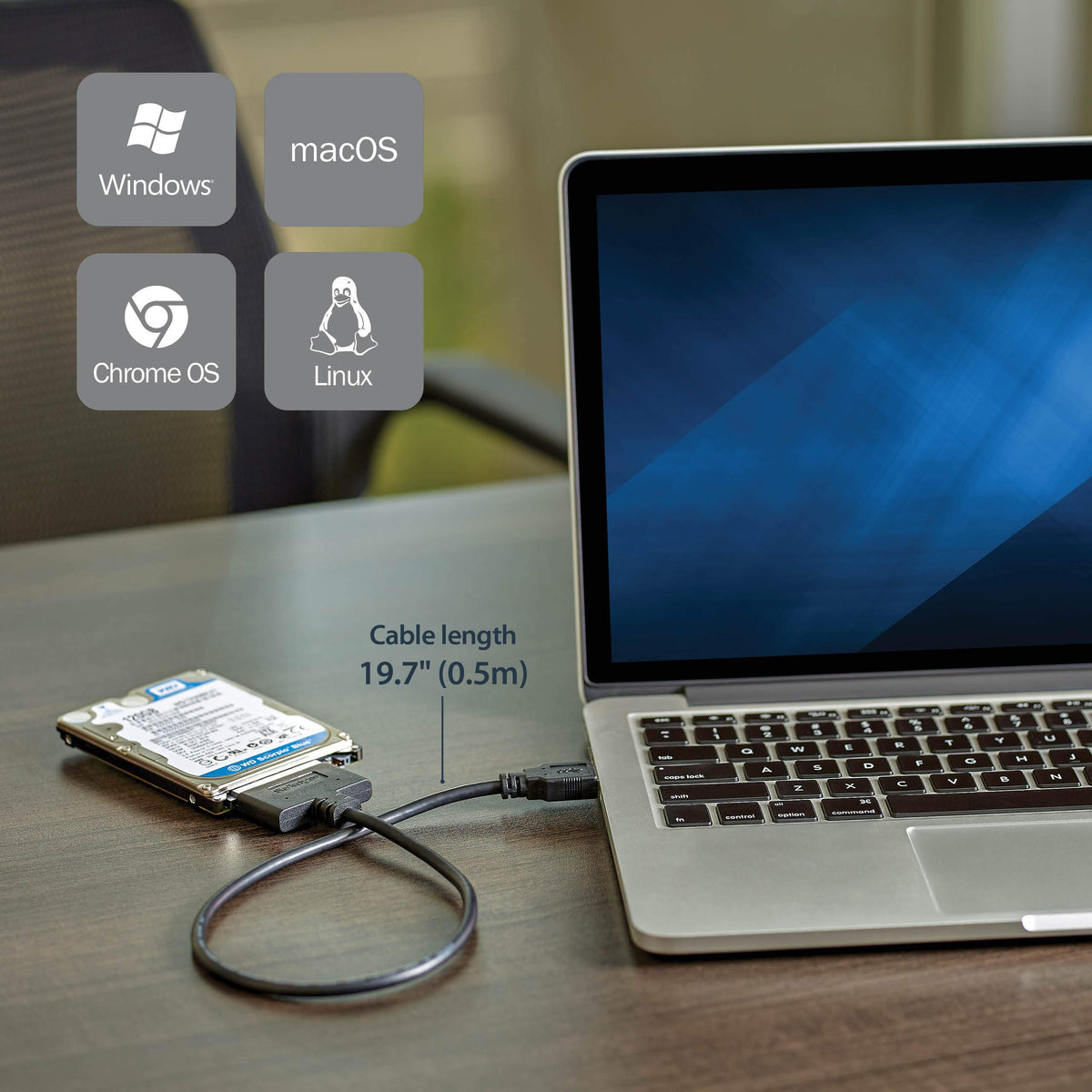 StarTech SATA to USB Adapter, USB 10Gbps, 2.5in SATA III (USB312SAT3CB)