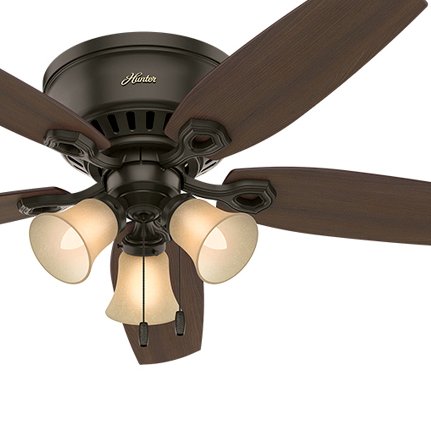 Hunter Fan 52 inch Low Profile Ceiling Fan in New Bronze with Toffee Glass Light Kit, 5 Blade (Renewed)
