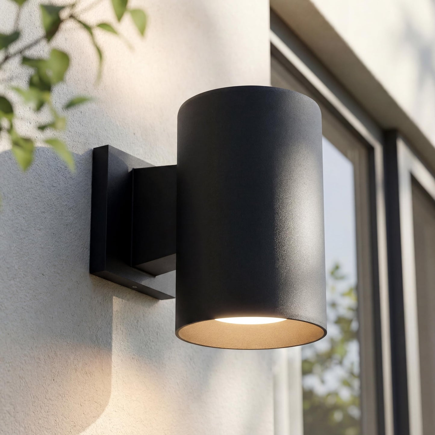 Cylinder Collection 5" Modern Outdoor Wall Lantern Light Black