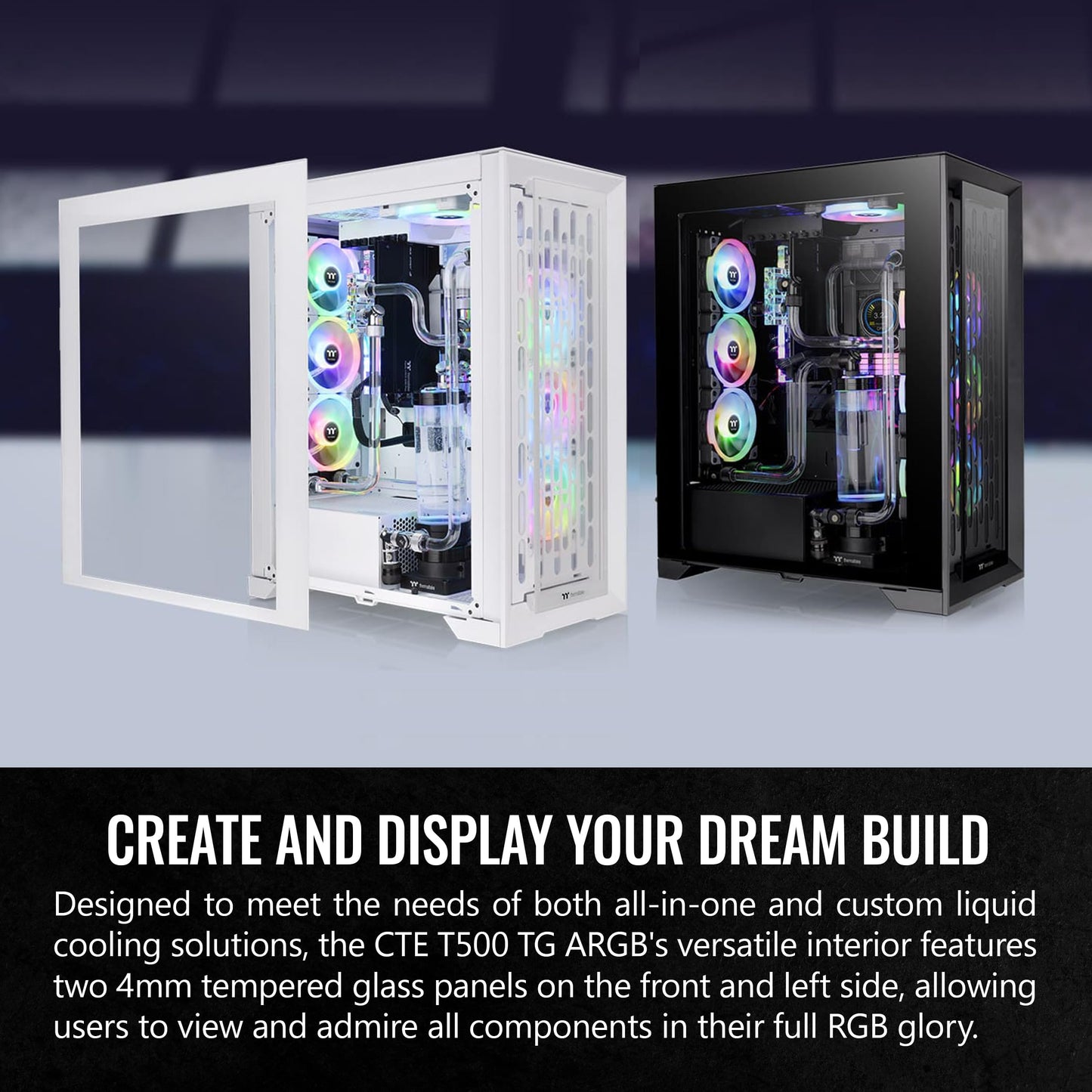 Thermaltake CTE T500 TG ARGB Snow E-ATX Full Tower with Centralized Thermal Efficiency Design; 3x140mm White CT140 ARGB Fans Pre-Installed; Tempered