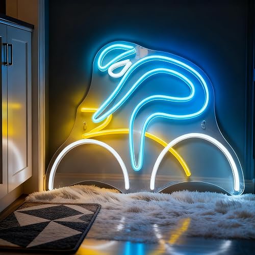 Bike Rider Neon Sign, USB Powered Decorative LED Neon Light for Game Room Boy Bedroom Living Room Wall Table Sports Bicycle Theme Decor 15 x 10.6 In