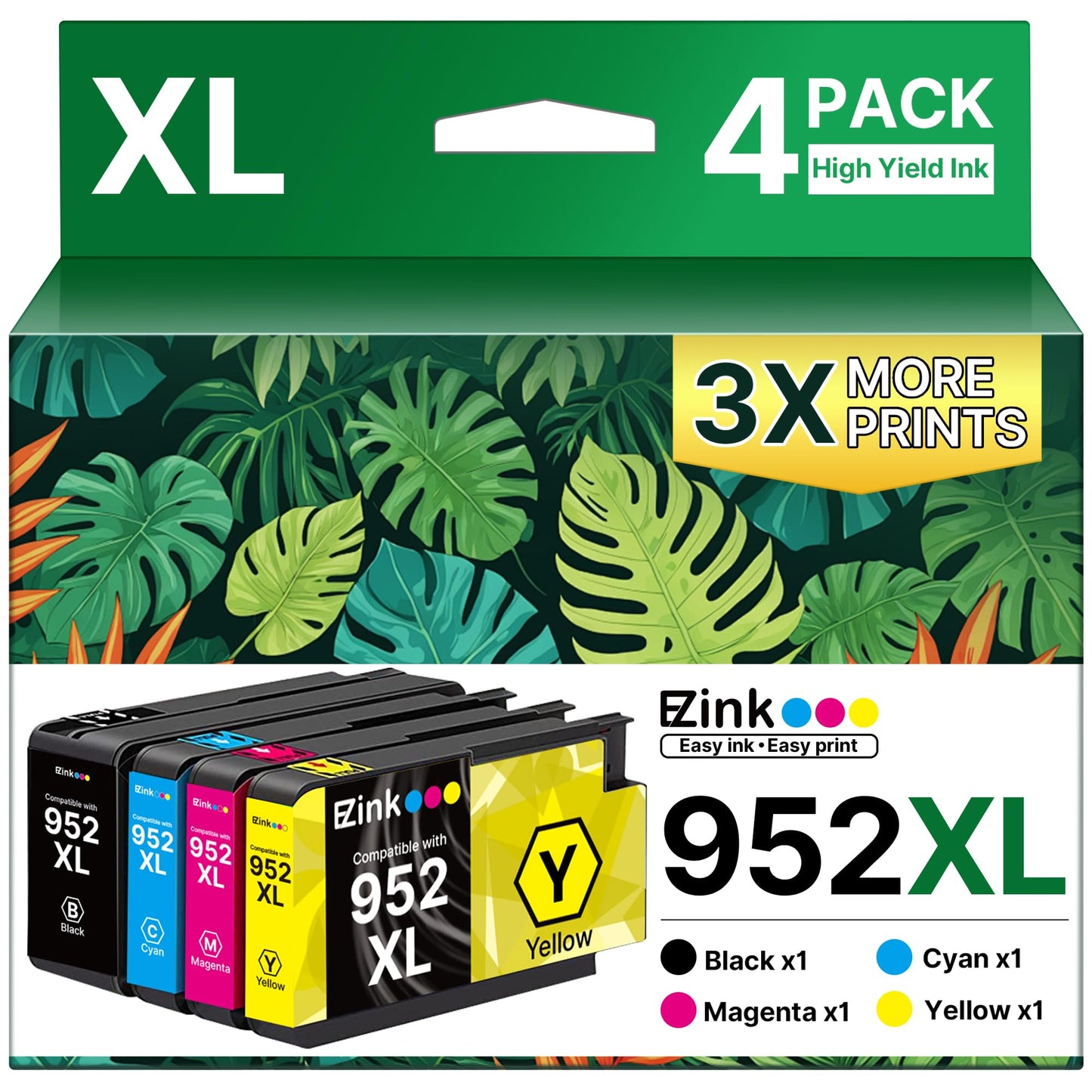 E-Z Ink 952XL Ink Compatible Replacement for HP 952XL 952 XL, 4 Combo Pack