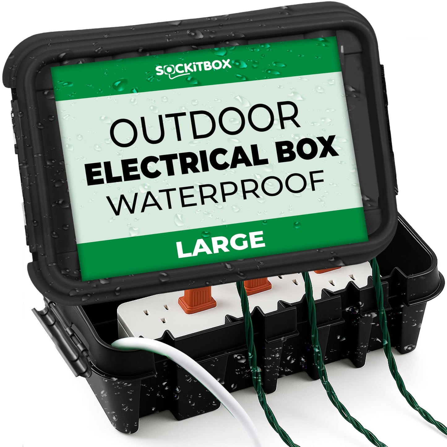 SockitBox - The Original Weatherproof Connection Box - Indoor & Outdoor Electrical Power Cord Enclosure for Timers, Extension Cables, Reels