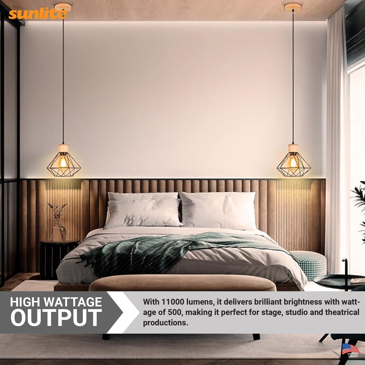Sunlite T6 EHA Clear Light Bulb, 500 Watts, 120V, C-13D Filament, 4.17A, 11000 Lumens, 99 CRI, Medium 2-Pin GZ9.5 Base, 3250K Warm White, Ideal