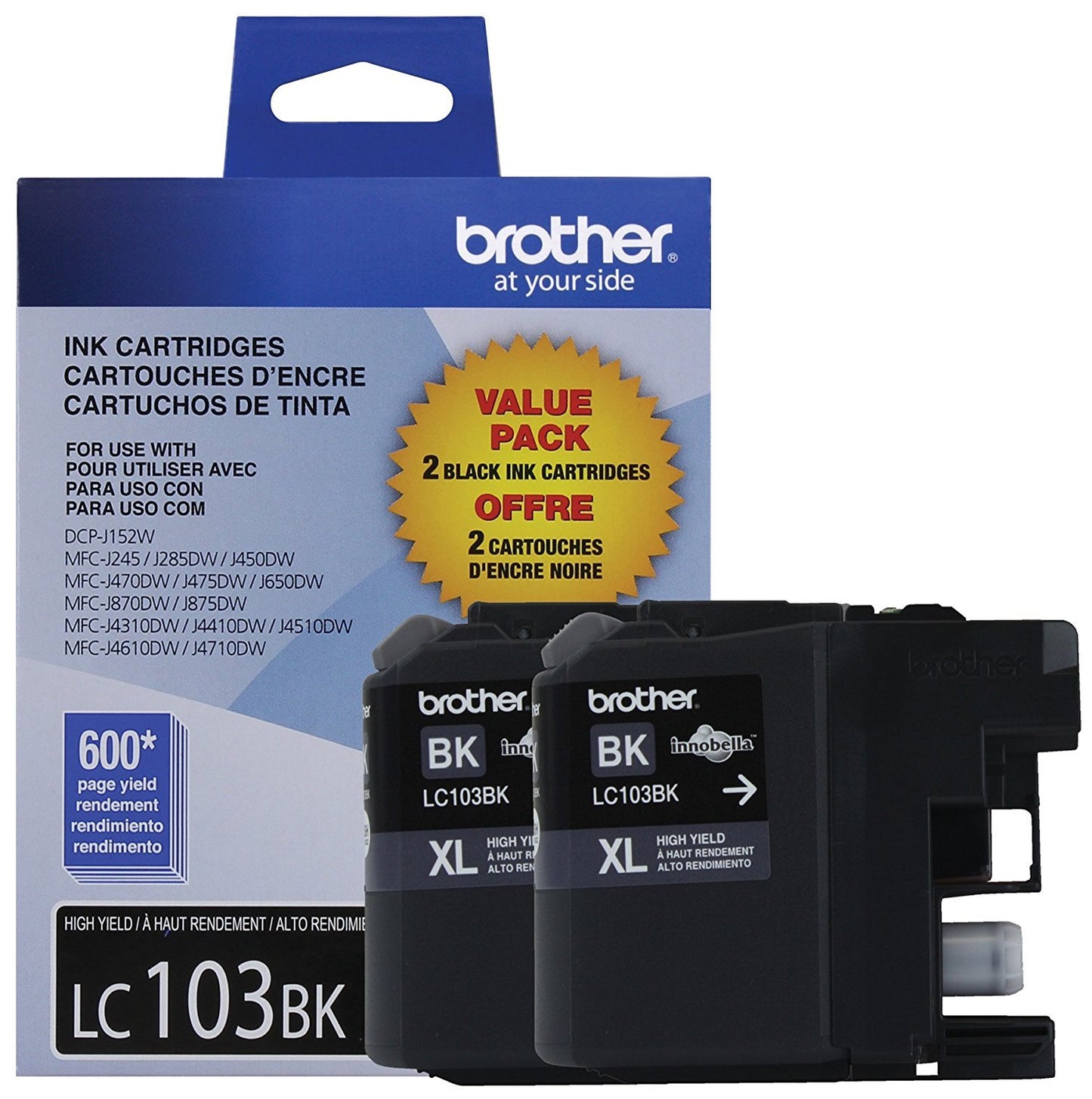 Brother LC1032PKS Printer High Yield Cartridge Ink, Black (3 Pack)