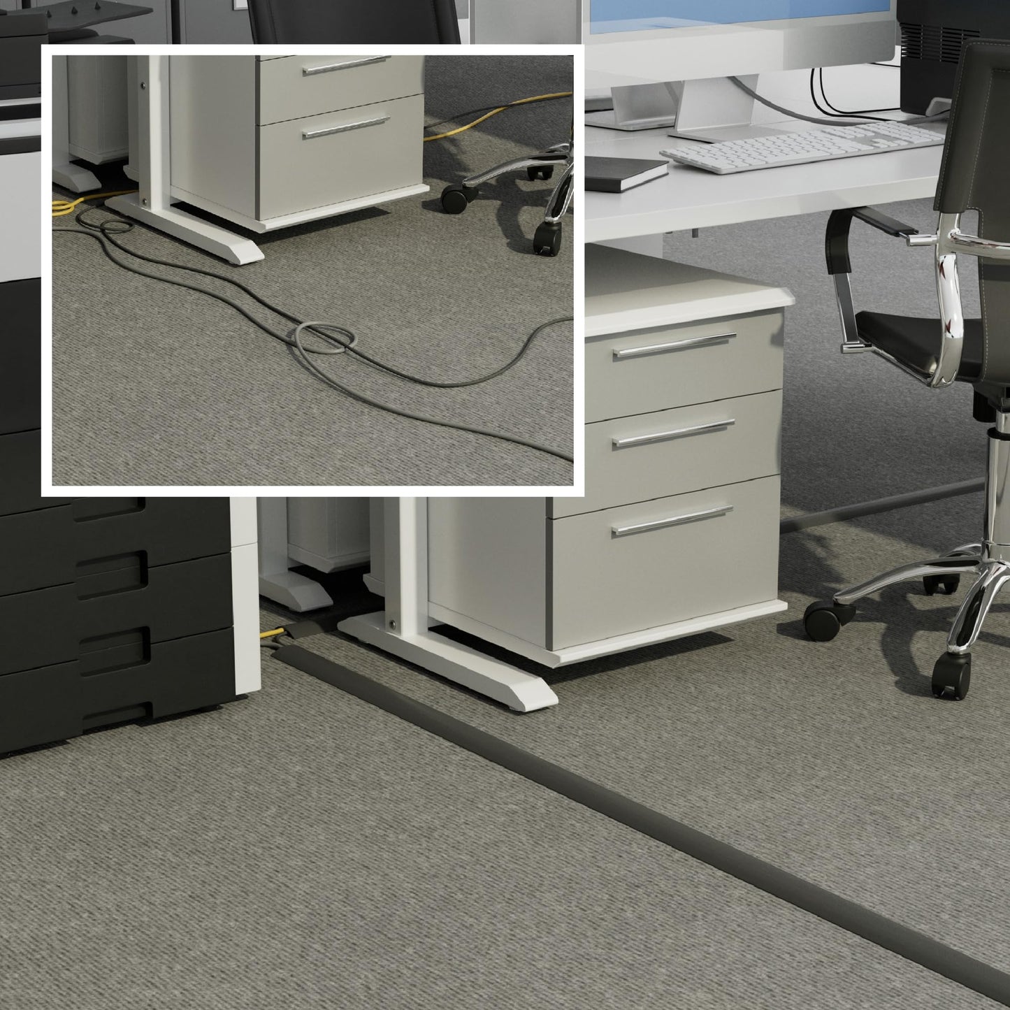 D-Line 30ft Floor Cord Cover, Floor Cable Protector, Extension Cord Cover, Protect Wires & Prevent Cable Trips, Cable Management Solution - Cord