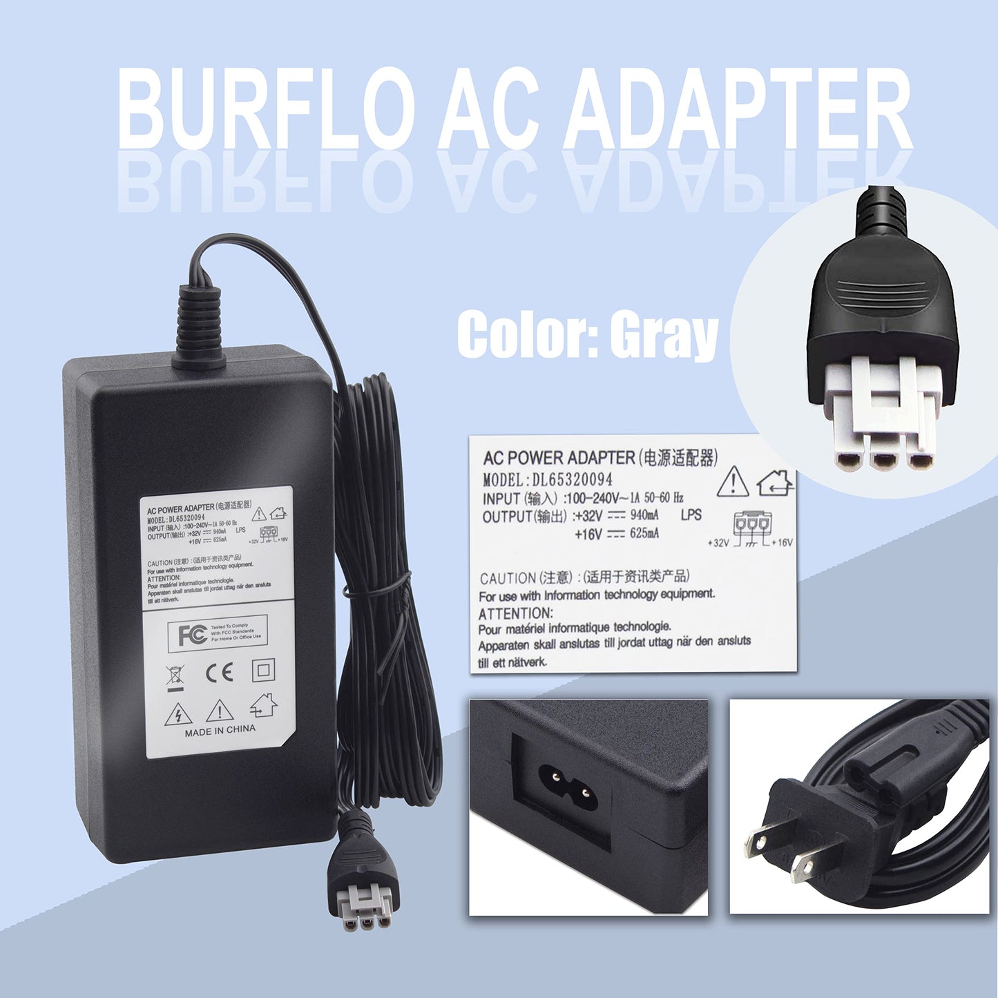 Burflo 32V 940mA Ac Adapter 0957-2146 Compatible with HP PSC 1350 1610 5510 6310 All-in-One D4260 F4180 C3140 C3180 7960 7960v 0957-2094 2084 Power…