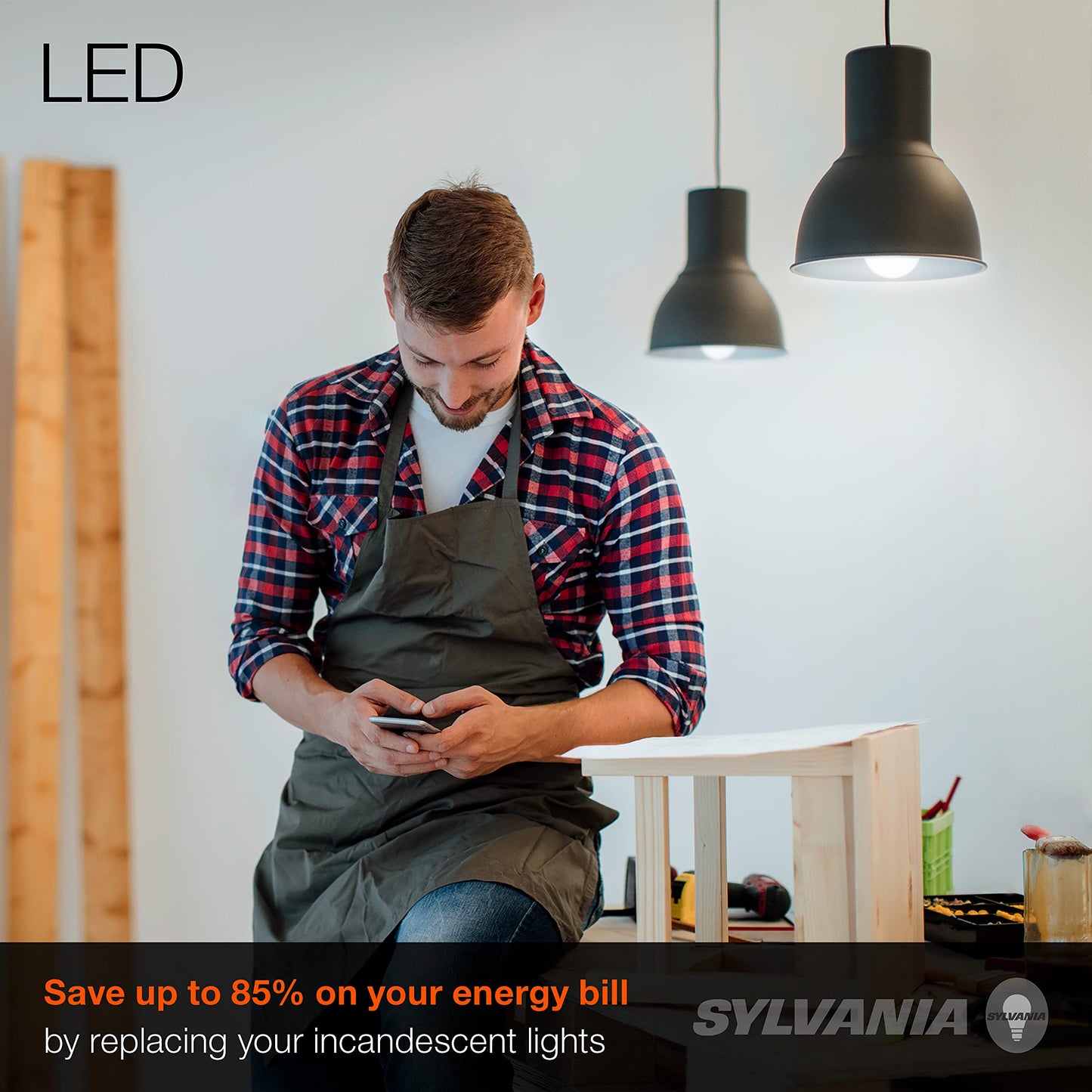Sylvania LED A19 Light Bulb, 100W Equivalent, Efficient 16W, Dimmable, 1600 Lumens, Frosted, 5000K, Daylight - 4 Pack (40739)