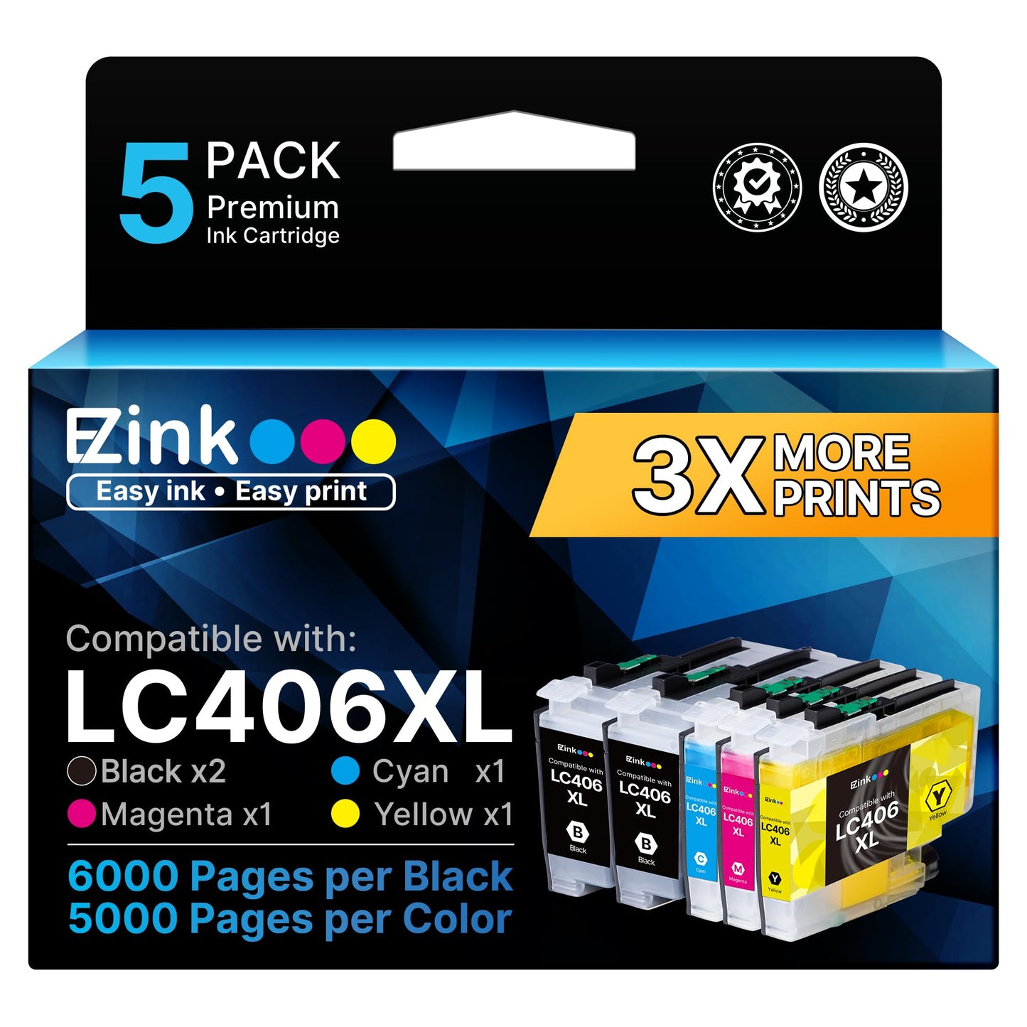 E-Z Ink LC 406 LC406XL Ink Cartridges for Brother Printer MFC-J5855DW