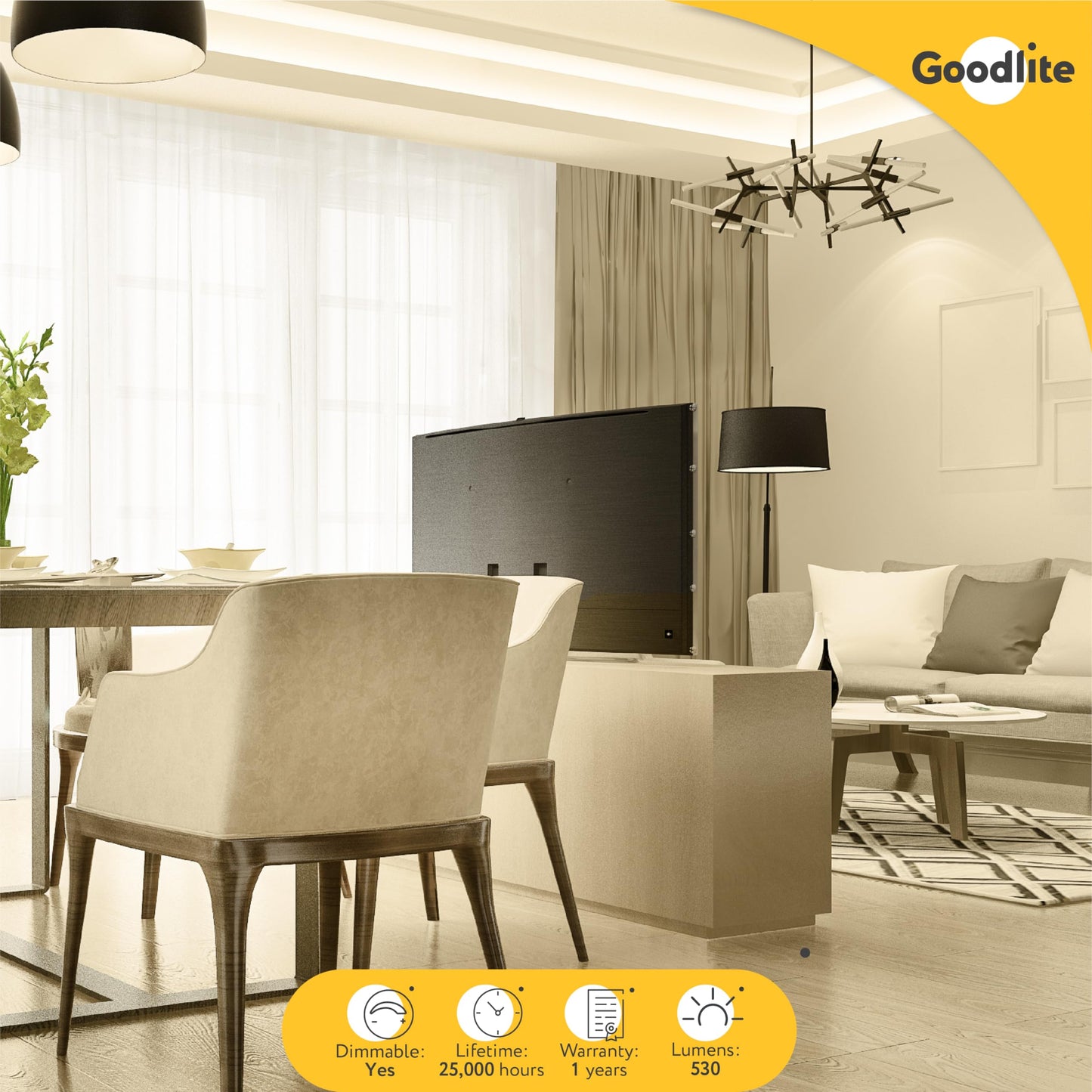 Goodlite G-19894 MR16 LED 7 Watt (50-Watt Replacement), 40° Flood, CRI90+, 550 Lumen, Spot Light Bulb, Dimmable, UL-Listed, Warm White 3000k