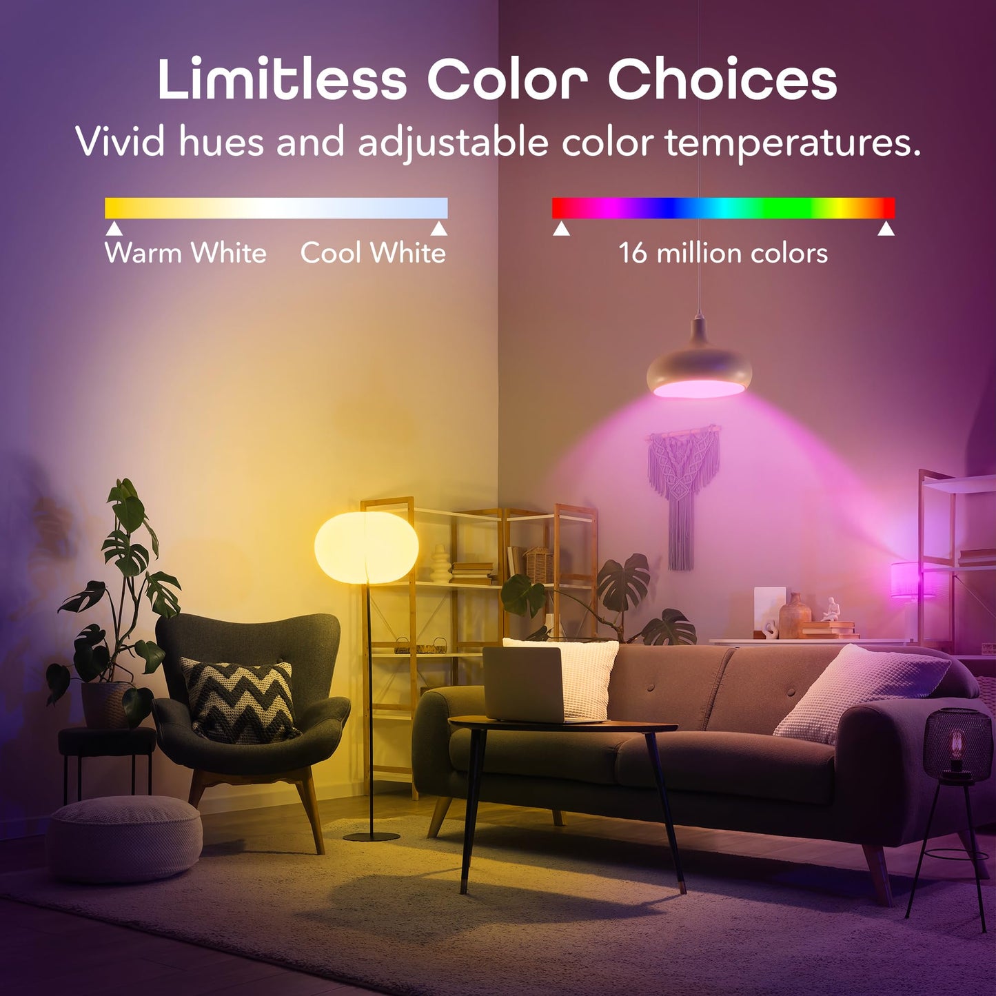 Geeni Prisma 800-Lumen Dimmable Smart Bulbs with 2.4 GHz Wi-Fi, 2-Pack