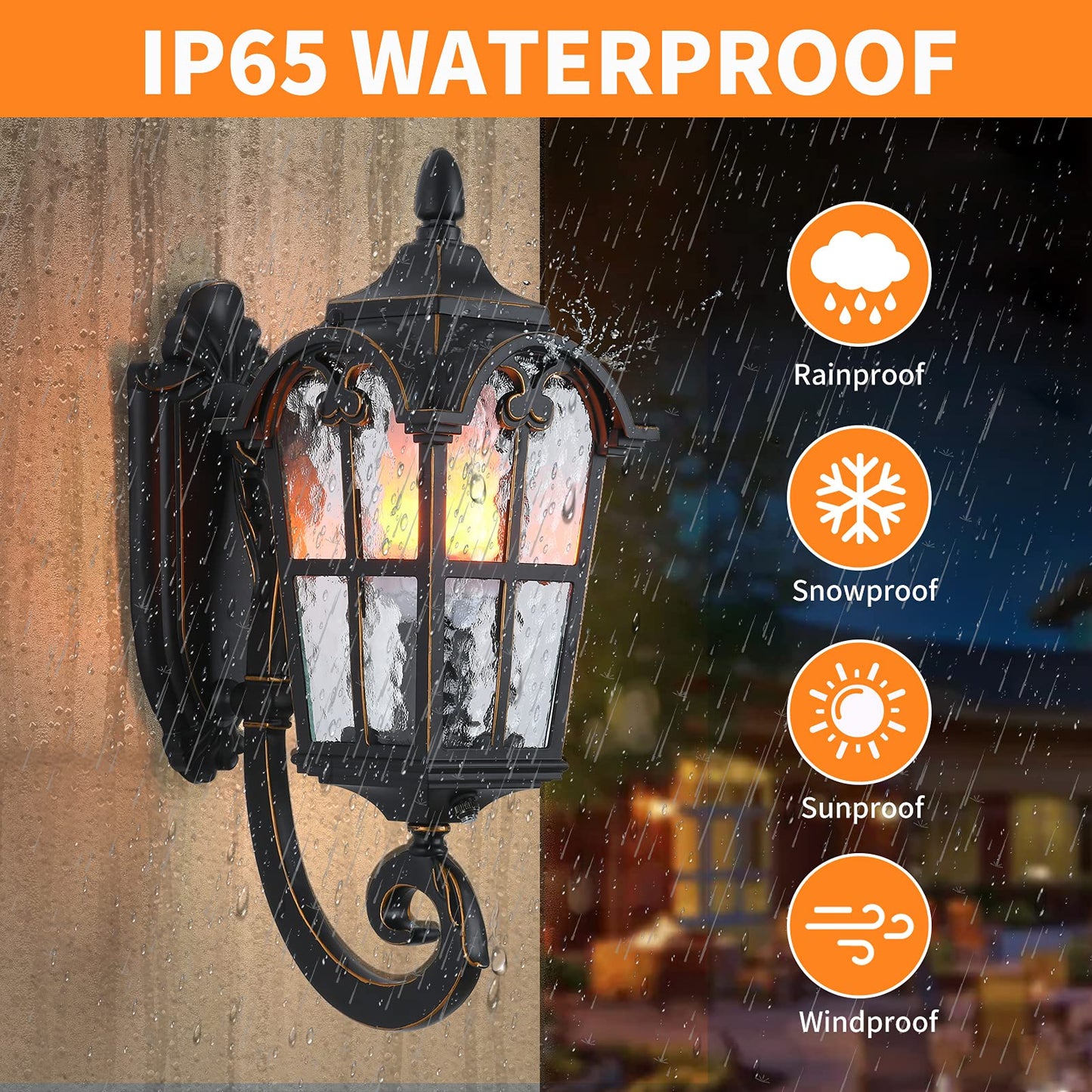 LONEDRUID Dusk to Dawn Sensor Outdoor Wall Light Fixtures Black Roman 17.71" H Exterior Wall Lantern Waterproof Sconce Porch Lights Wall Mount