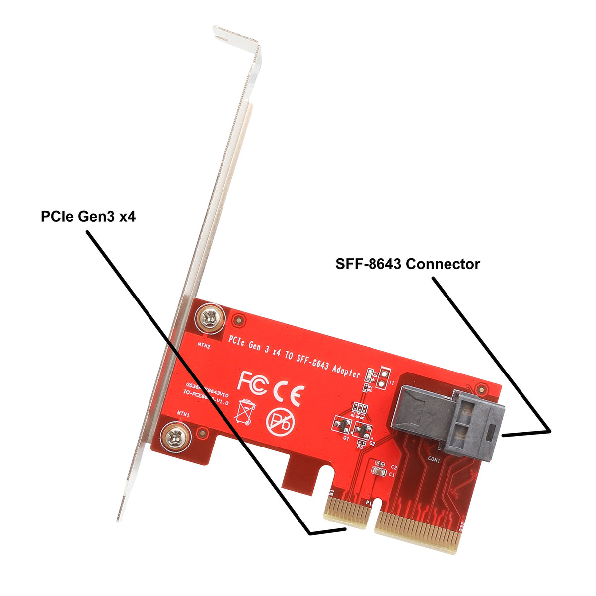 Syba IOCrest SI-PEX40119 2.5" NVME U.2 SFF-8639 to PCI-e 3.0 x4 Adapter Card with U.2 to miniSAS Cable
