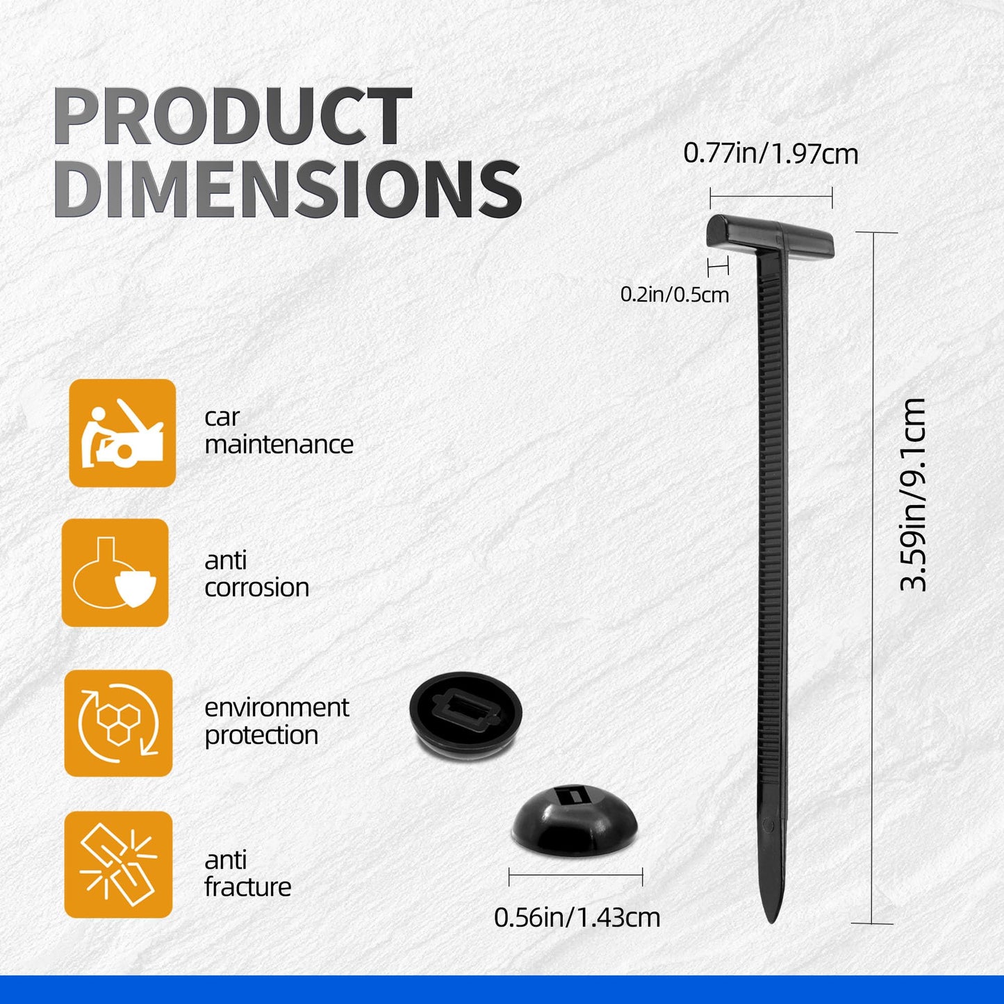 Upgrade Double-Sided Nylon Universal Cable Tie Buckle for Car, 120pcs Fold-Head Design for Easy Piercing, Zip Tie Clips for Mudguard Fender Bumper