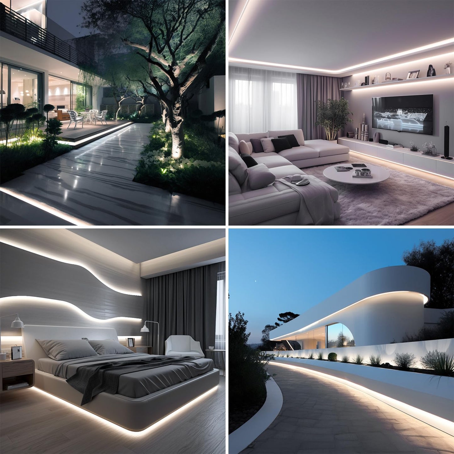 BENLUN 48V COB LED Strip Light Outdoor 65.6ft Kit, 6000K Cool White Outside Waterproof LED Tape Lights Cuttable 8W/M CRI 92 with Power Supply