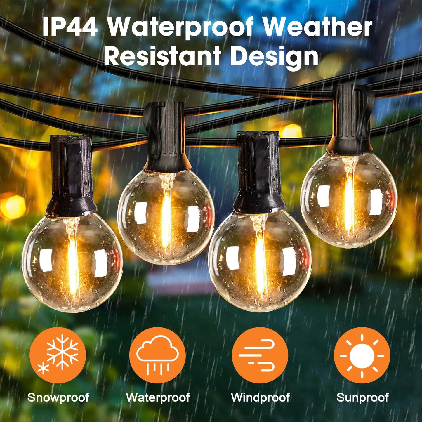 GvvooHome 25 Pack G40 LED Replacement Light Bulbs, Waterproof Clear Globe Light Bulb E12 Screw Base for Outdoor String Lights, Patio Cafe Décor