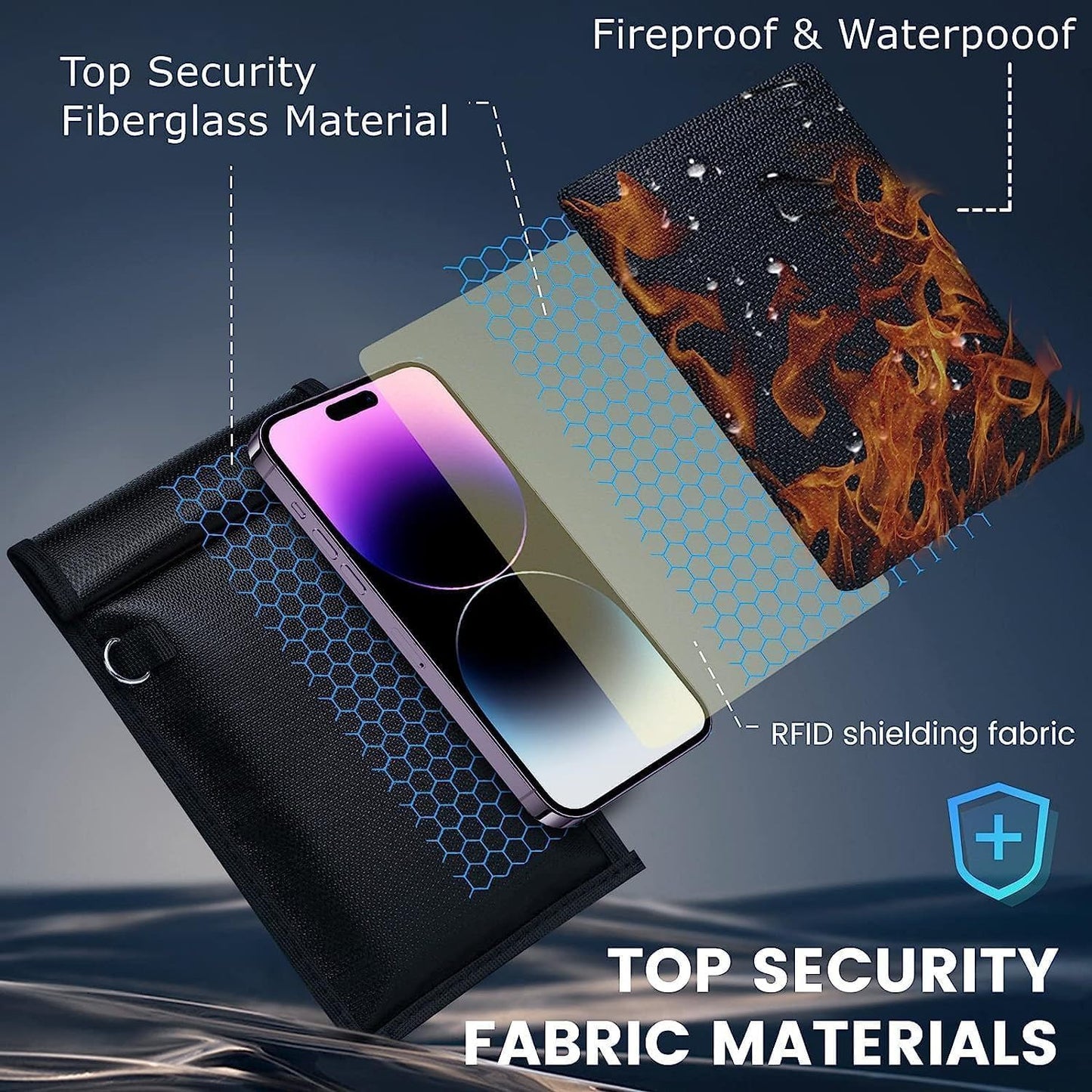 Bilhchi Faraday Bags, 4 Pack EMP Proof Cage, Pouch with Key Fob Protector for Phones, Small Tablets & Car Keys, RFID Signal Blocker Bag for Anti-Theft