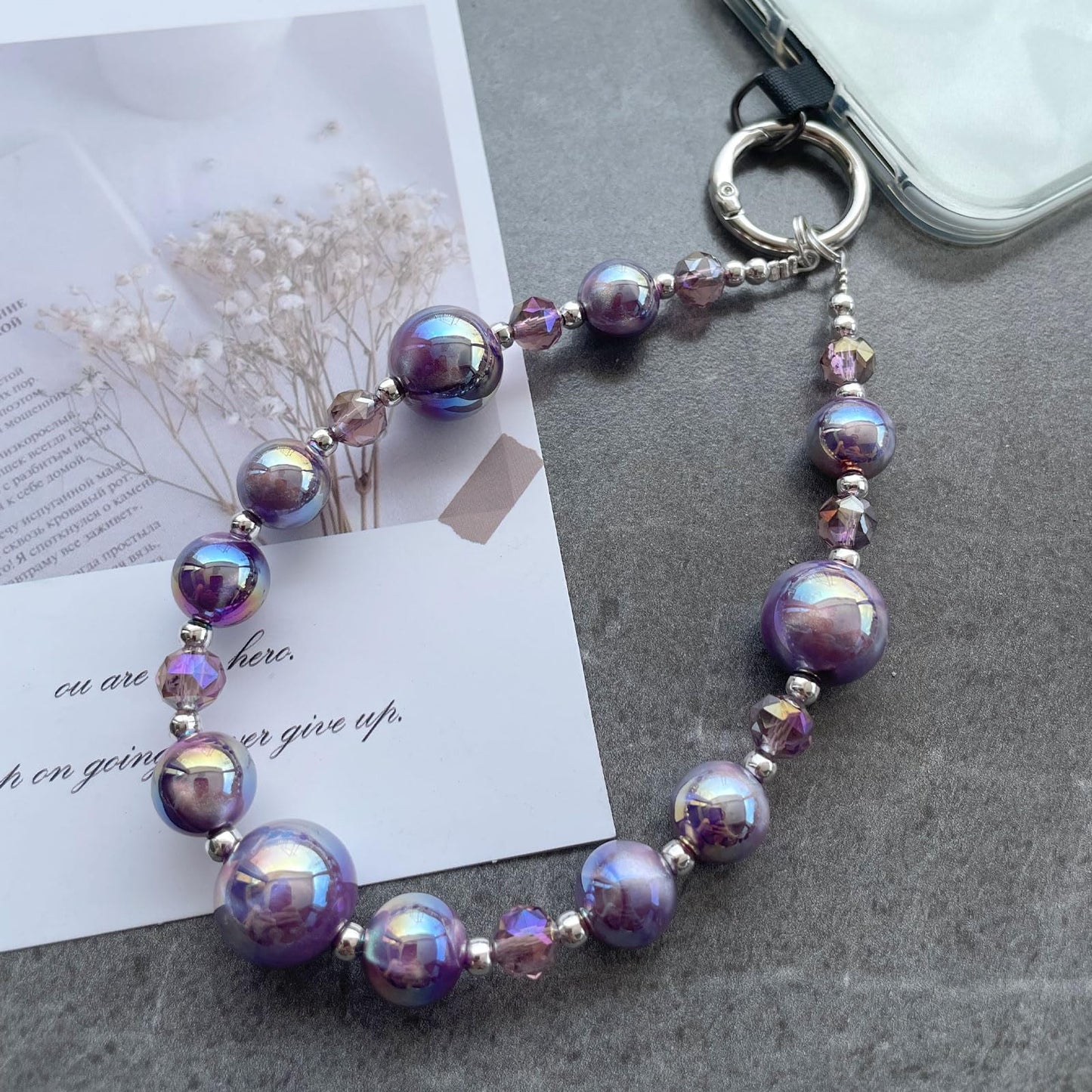 TOBLEEY Beaded Charms Strap, Crystal Bracelet Wrist Lanyard, Cute Phone Key Chain, Case Accessories for Camera Wallet AirPods Beaded Phone Lanyard