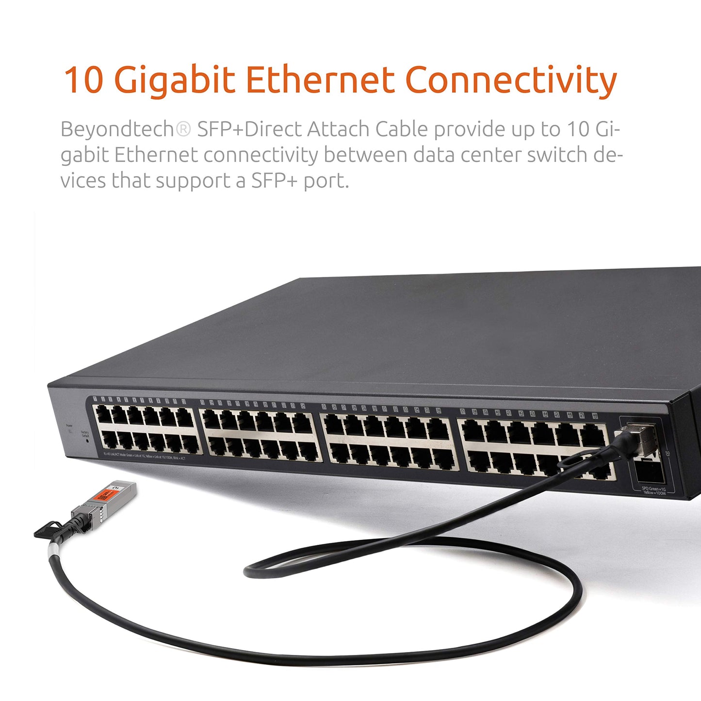 BEYONDTECH 10G SFP+ Direct Attach Cable - 30 AWG Twinax LSZH 10Gb Ethernet Switch Network DAC Cables - SFP+ DAC Cable PureGigabit Series - 0.5m