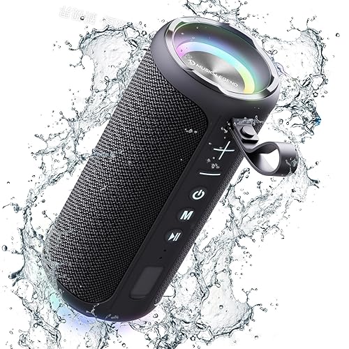 Portable Bluetooth Speakers, Multifunctional 20W Outdoor Waterproof High-Power Bluetooth Speaker with Dual Speakers, Bass Boost, IPX6 Water