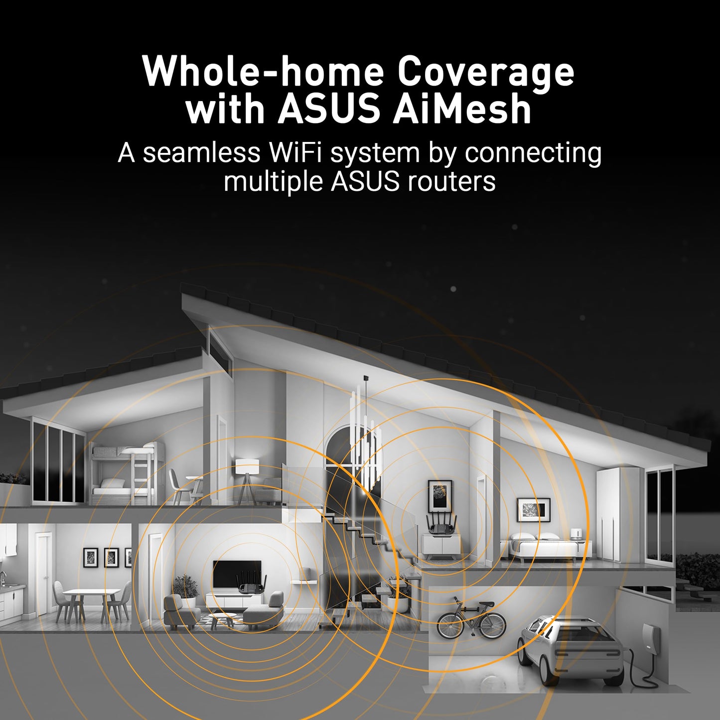 ASUS TUF Gaming BE6500 WiFi 7 Router - Dual-Band, Up to 6.5 Gbps Wireless, Game Accelerator, Multi-Link Operation (MLO), (x4) 2.5GbE Ports, Mesh + VPN