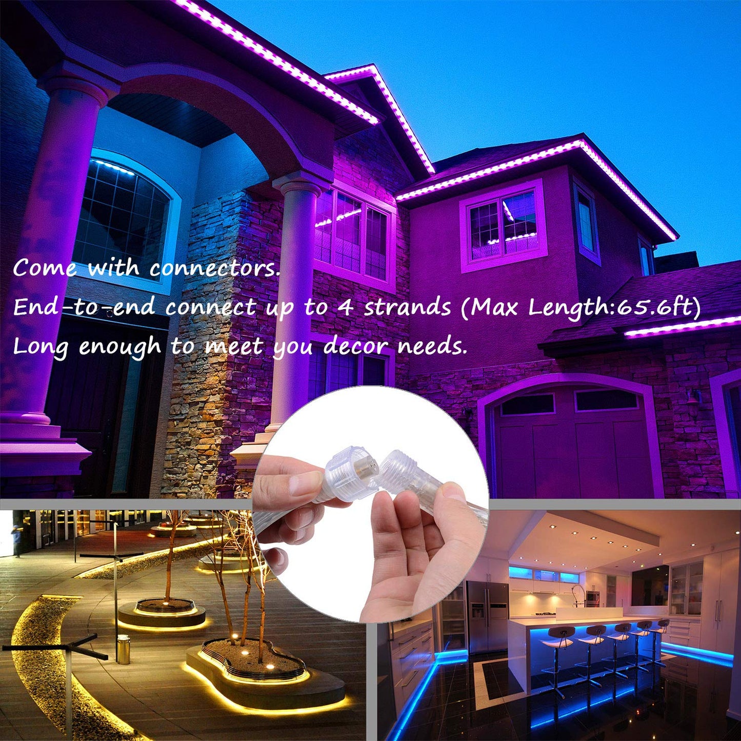 16.4 Feet Flat Flexible LED Rope Lights, Color Changing RGB Strip Light with Remote Control, 8 Colors Multiple Modes, Plug in Novelty Lighting