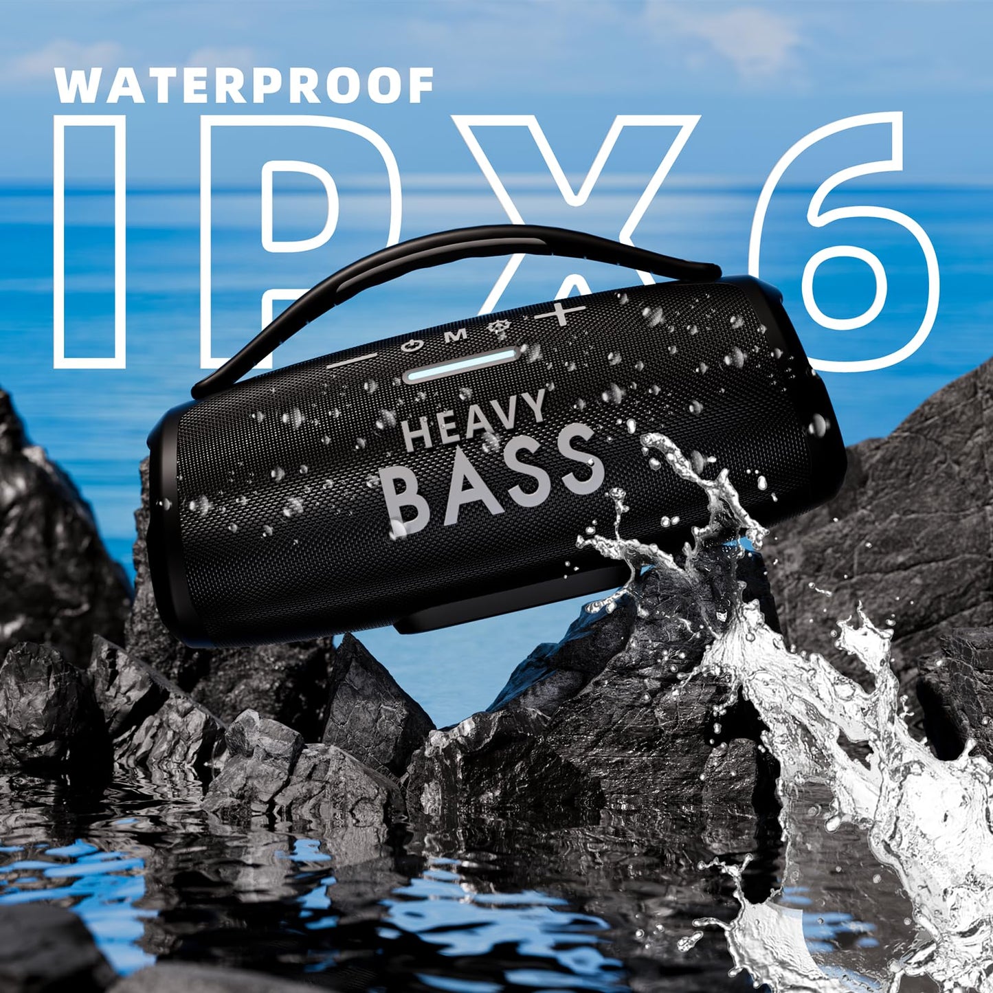 HEAVY BASS Speakers Bluetooth Wireless, 80W Max Loud Portable Speaker with Bass, 20H Playtime, IPX6 Waterproof, Dual Pairing, Gift Ideal for Adults