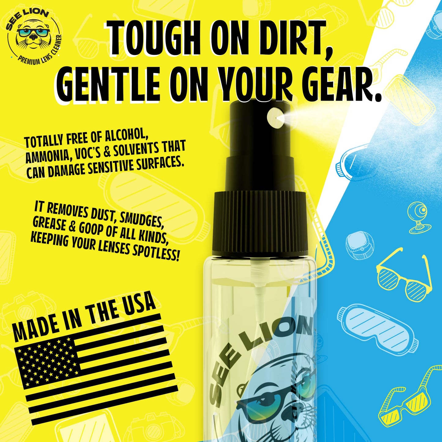 See Lion Premium Lens Cleaner Kit | Safe for Glasses, Camera Lenses, Screens, and Optics - Streak-Free Formula with Microfiber Cloth | 30ml / 1oz