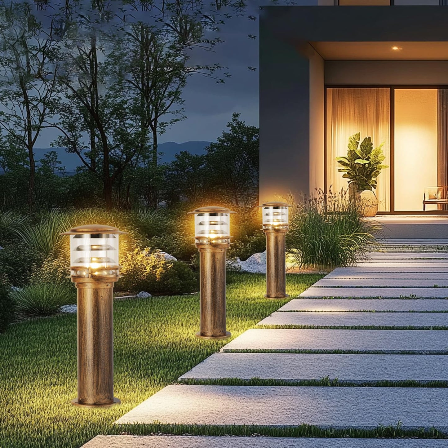 SLAWA Outdoor Post Caps Lights Aluminum Landscape Pathway Lamps With Acrylic Shade Waterproof Column Pillar Lamps Fence Deck Bollard Lighting Cylinder