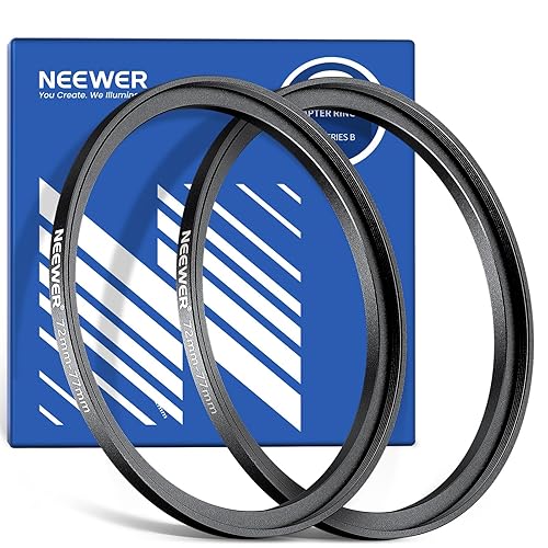 NEEWER 72-77mm Step Up Ring Adapter (2 Pack) with Cleaning Cloth, Ultra Slim Aluminum Alloy Lens Filter Adapter Ring for 72mm Camera Lens to Use 77mm