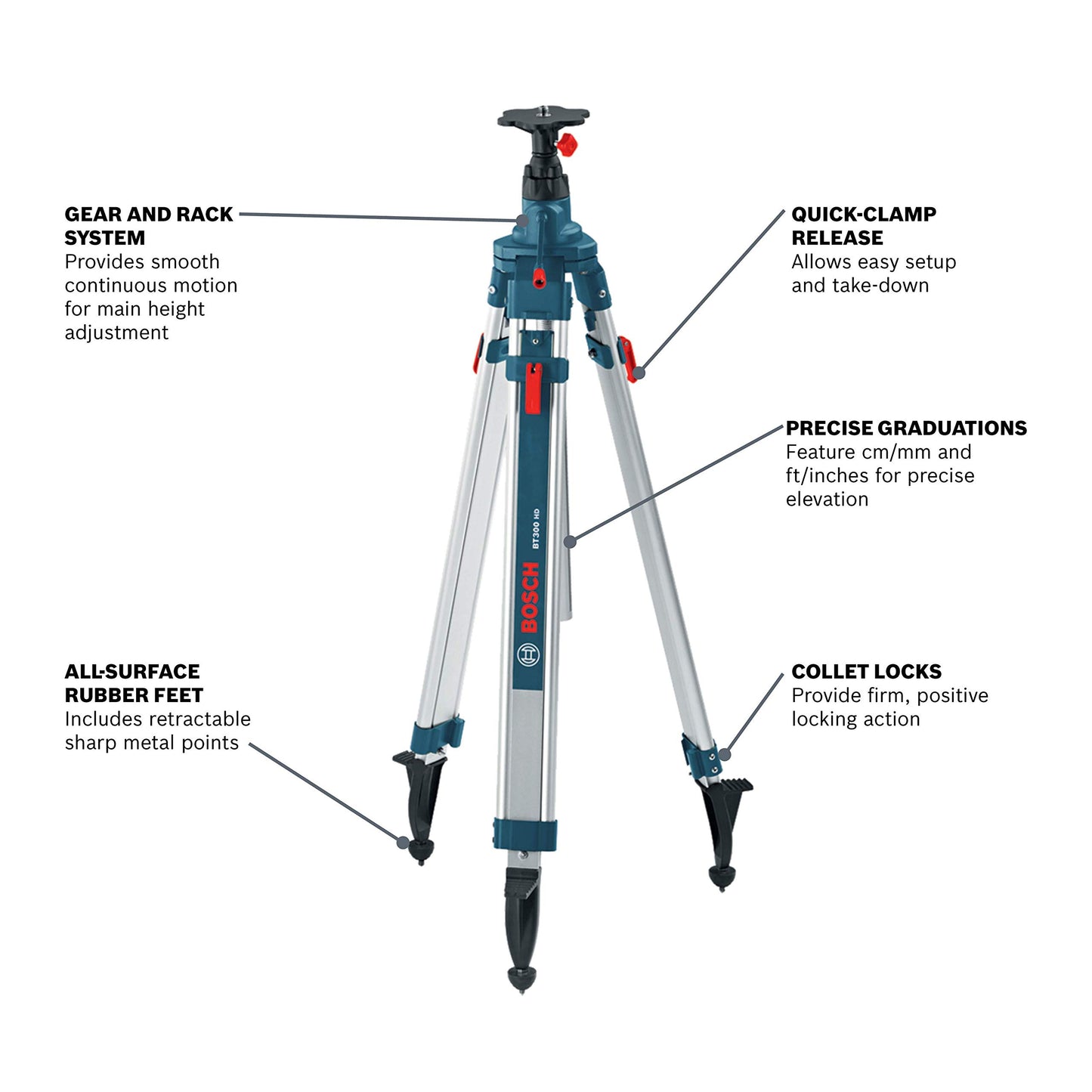 BOSCH BT300 Heavy-Duty Aluminum Elevator Tripod