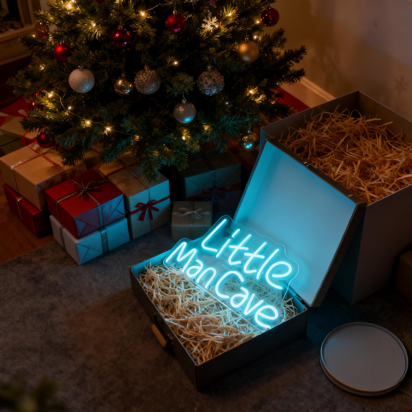 Little Man Cave Neon Sign - USB Powered Dimmable Neon Light, Boys Bedroom Playroom Game Room Birthday Party Wall Decor, Gift for New Parents and Teen