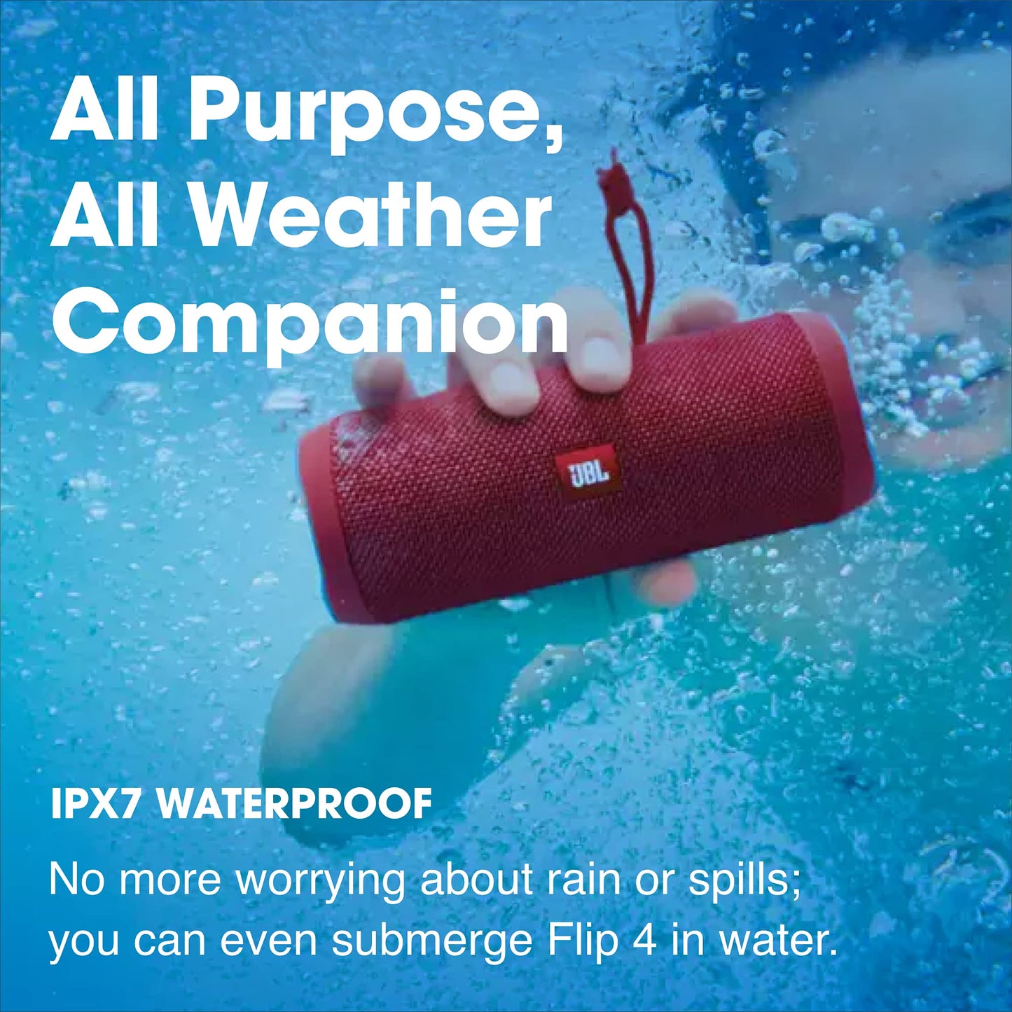JBL Flip 4 Waterproof Portable Bluetooth Speaker - Red