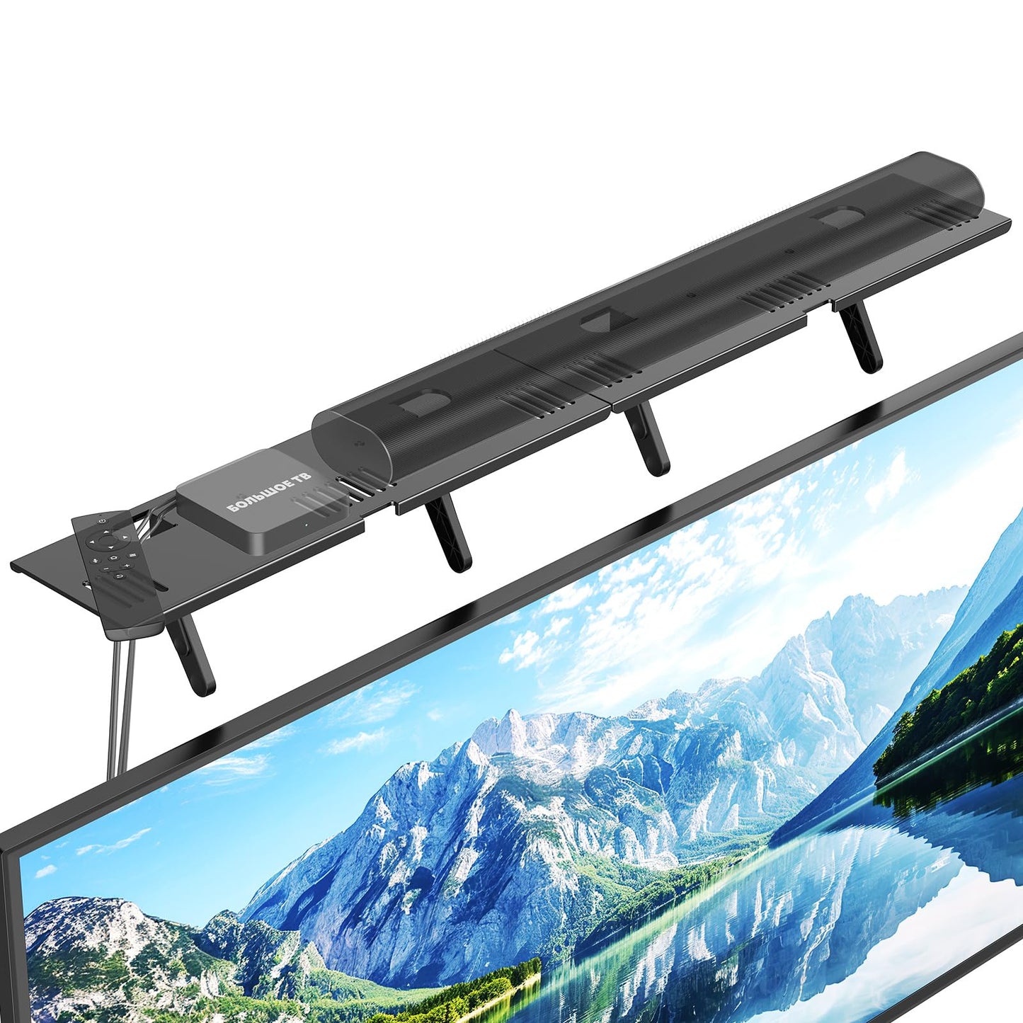 Soundbar Mount, No Drilling Steel TV Top Shelf Fits Most of Sound Bars Up to 15 Lbs, Universal Sound Bar TV Mount Bracket, Sound Bar Stand Compatible