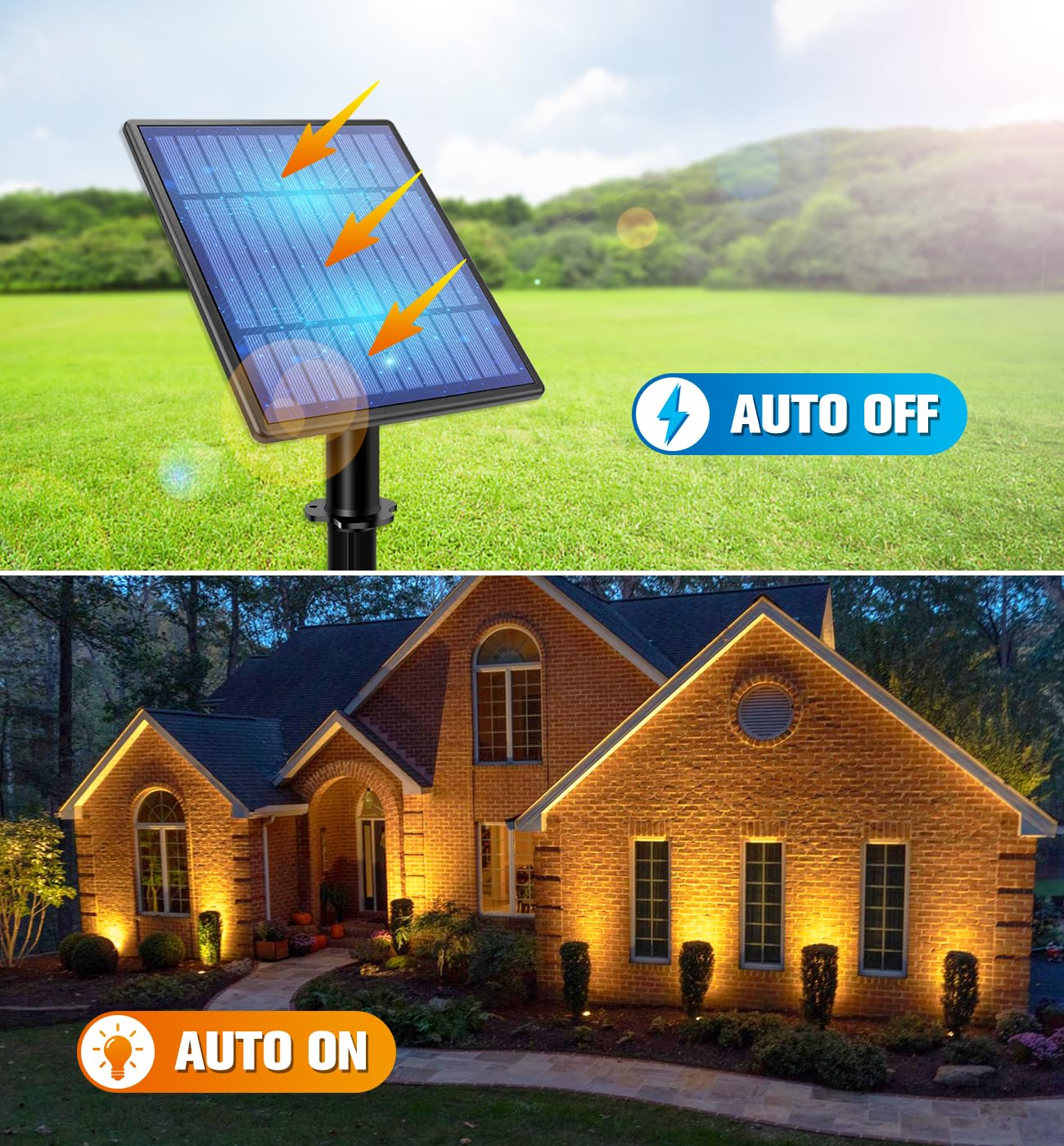 APONUO Metal Solar Spot Lights Outdoor with 9.8ft Cable Solar Powered Landscape Lighting Low Voltage IP65 Waterproof Auto On/Off for Outside Garden