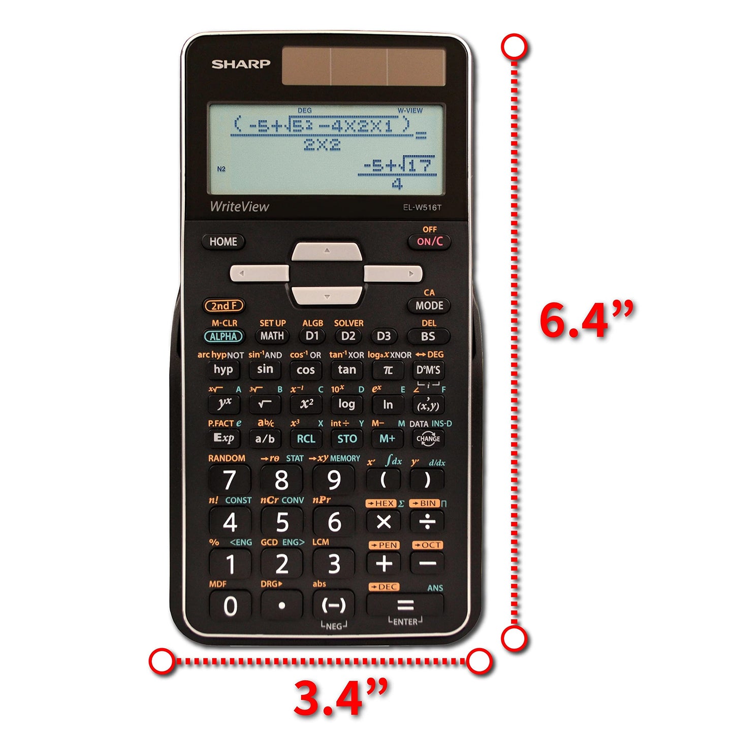 Sharp EL-W516TBSL Advanced Scientific Calculator with WriteView™ 4 Line Display & Solar Power