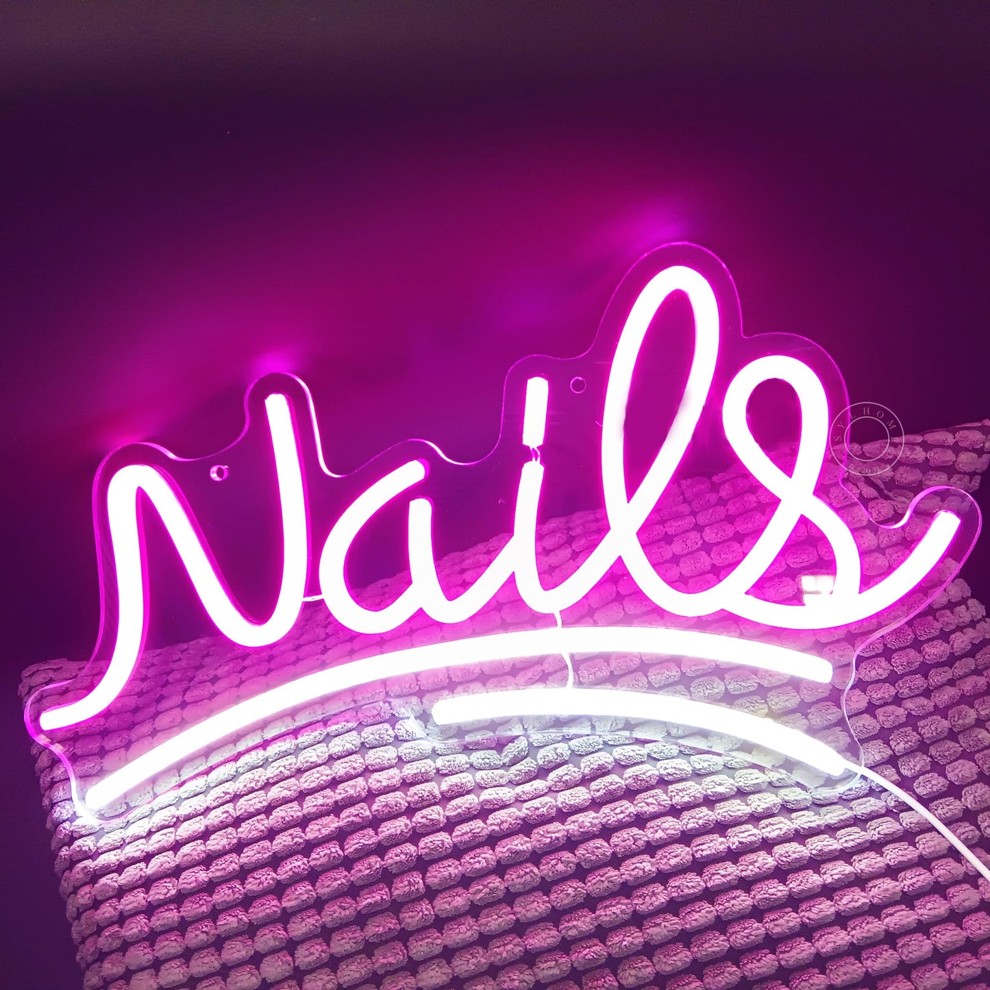 SYLHOME Nails Led Neon Light Sign Pink Business Wall Windows Sign Decor Nails Bar Beauty Salon Girls Bedroom Hanging Light Up Sign USB Birthday Makeup