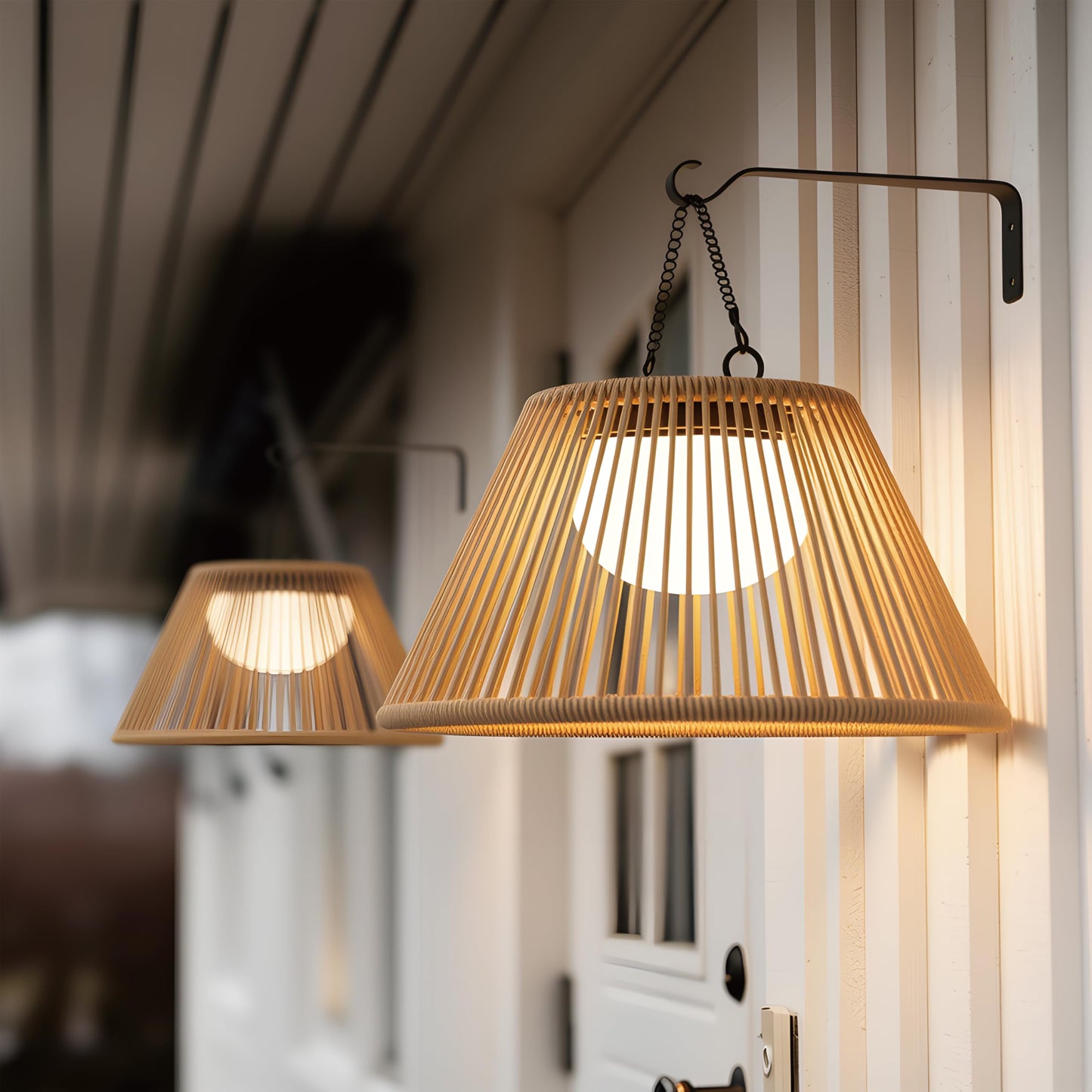 VerLuce - Rattan Series Solar Wall Lamps - Remote Control Included - Dimmable & Timer Modes - Rechargeable Battery Lasts Up to 45 Hours - 2700K - IP44