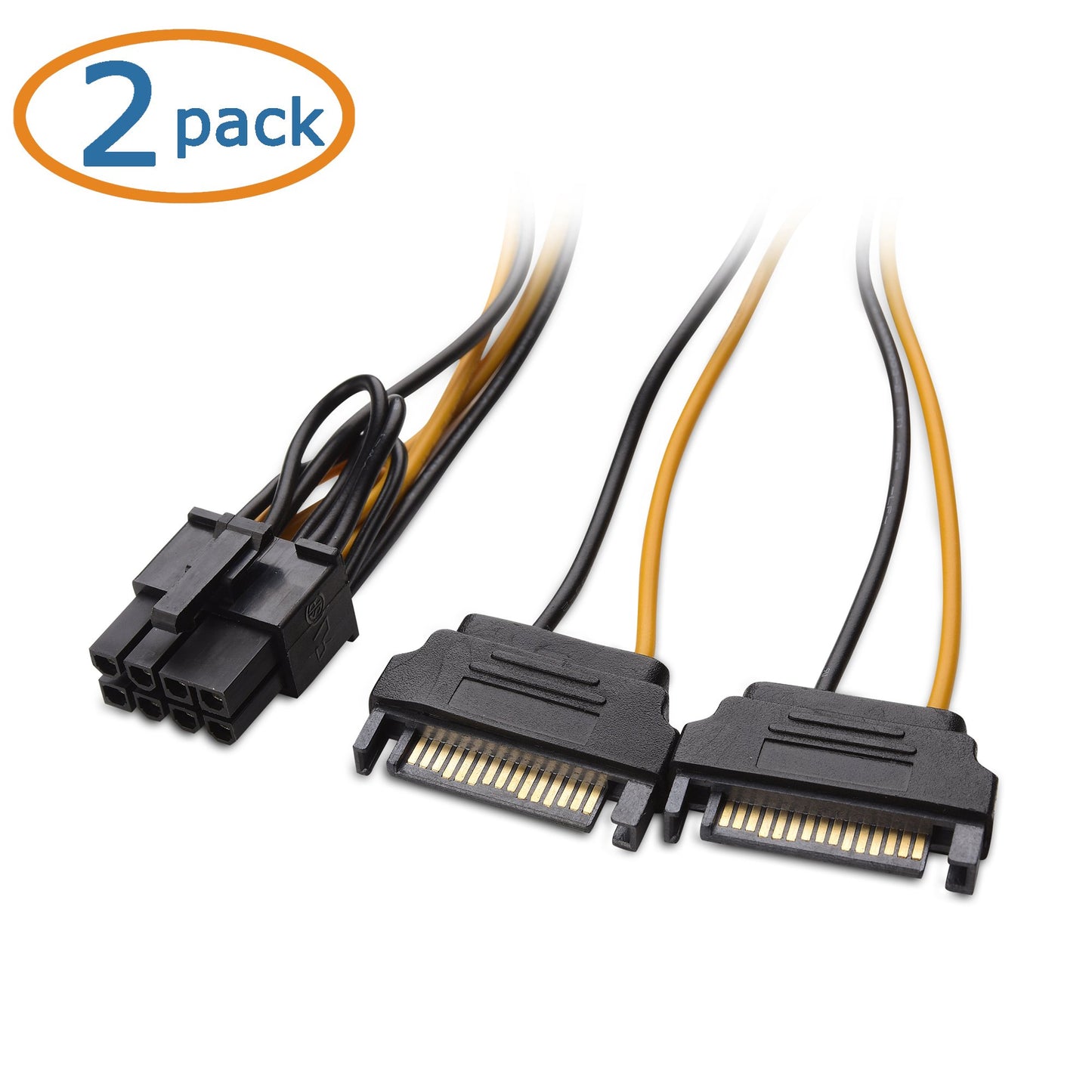 Cable Matters 2-Pack 8 Pin to SATA Power Cable (SATA to 8 Pin PCIe) - 5 Inches