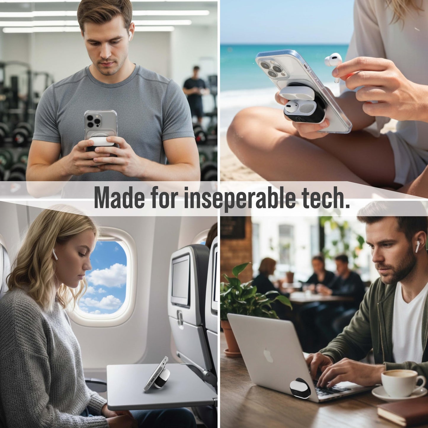 Aerpack - Earbuds Case For MagSafe and Laptop: Stick Earbuds To Phone, Laptop or Any Metal Surface, Use as Stand, Protect Earbuds Case, Accessible