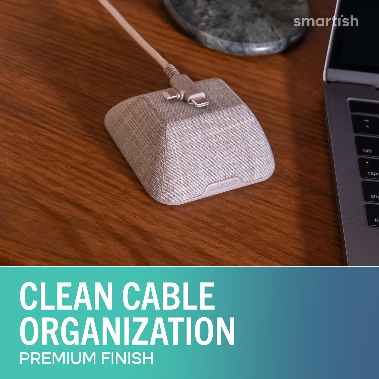 Smartish® Magnetic Cord Holder - Cable Wrangler Organizer with Magnet Clips for Charger Management on Desktop, Nightstand for USB-C + Lightning