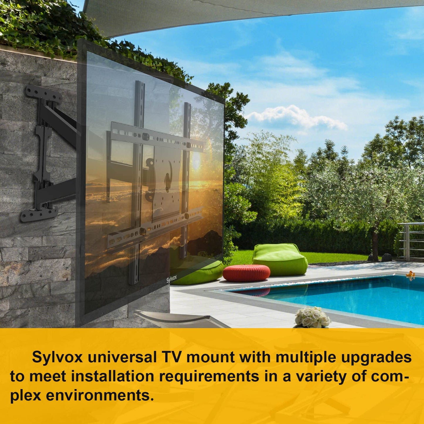 SYLVOX Full Motion Outdoor TV Wall Mount, Fits for TV Size from 40 Inch to 75 Inch, Flexible 6 Articulating Dual Arms, Wall Mount Bracket, Maximum