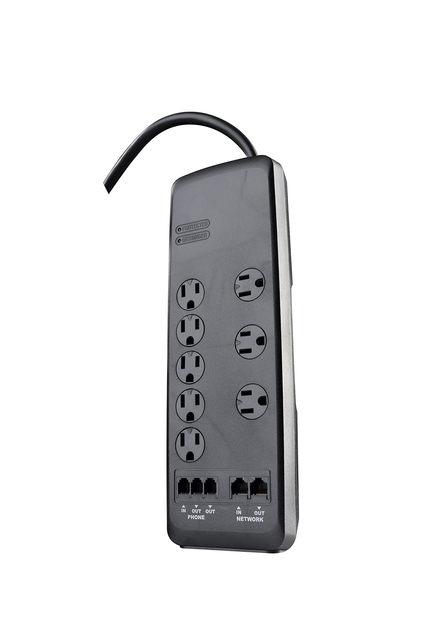 Woods 41619 Surge Protector with Resettable Safety Overload Feature, 8 Outlets, 3540J of Protection, 6 Foot Cord, Black