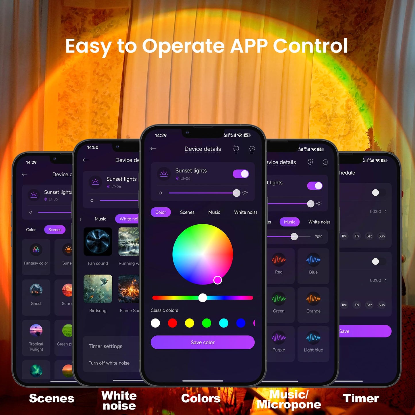 Tsrarey Sunset Lamp Projection, Not Only 21 Colors Sunset Lights, 180 Degree Rotation Led Light, Push Button Switch & APP Control Projector for Party