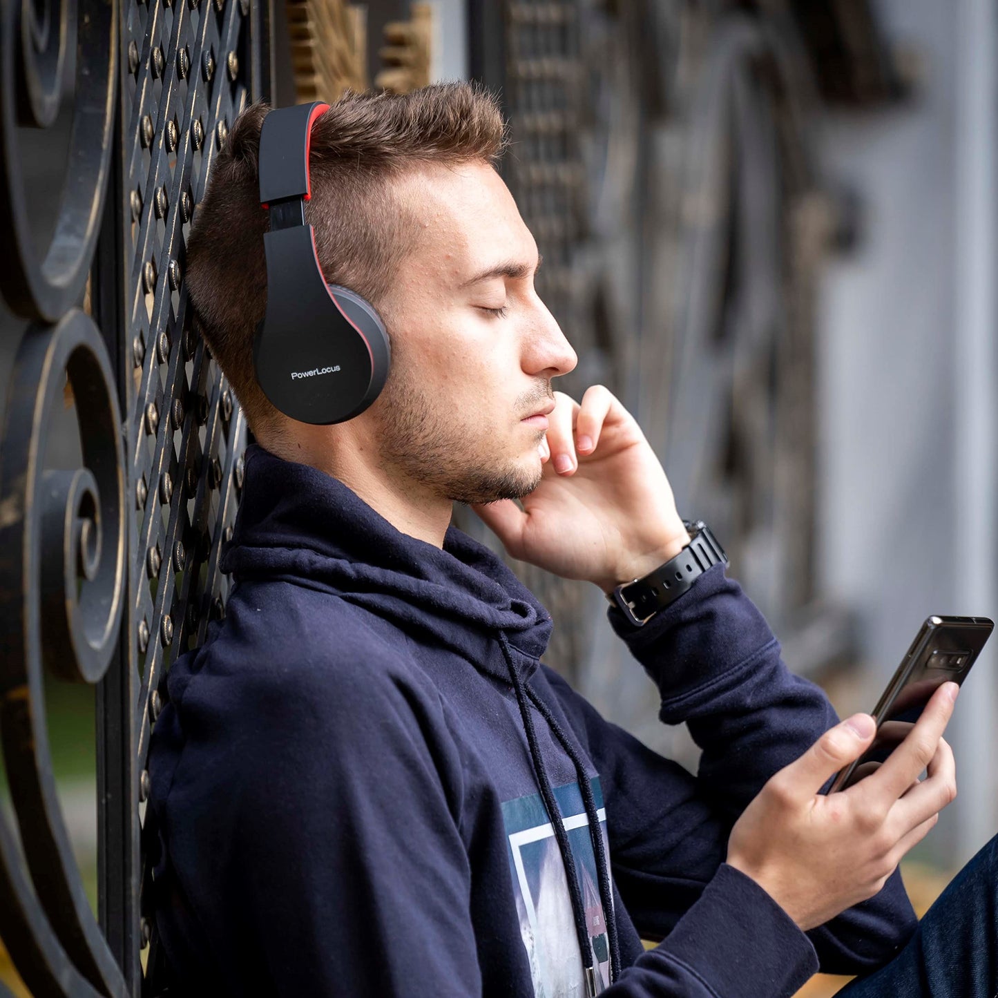 PowerLocus Wireless Bluetooth Over-Ear Stereo Foldable Headphones, Wired Headsets Rechargeable with Built-in Microphone for iPhone, Samsung, LG, iPad…