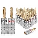 WGGE WG-009 Banana Plugs Audio Jack Connector, 24k Gold Dual Screw Lock Speaker Connector for Speaker Wire, Wall Plate, Home Theater, Audio/Video