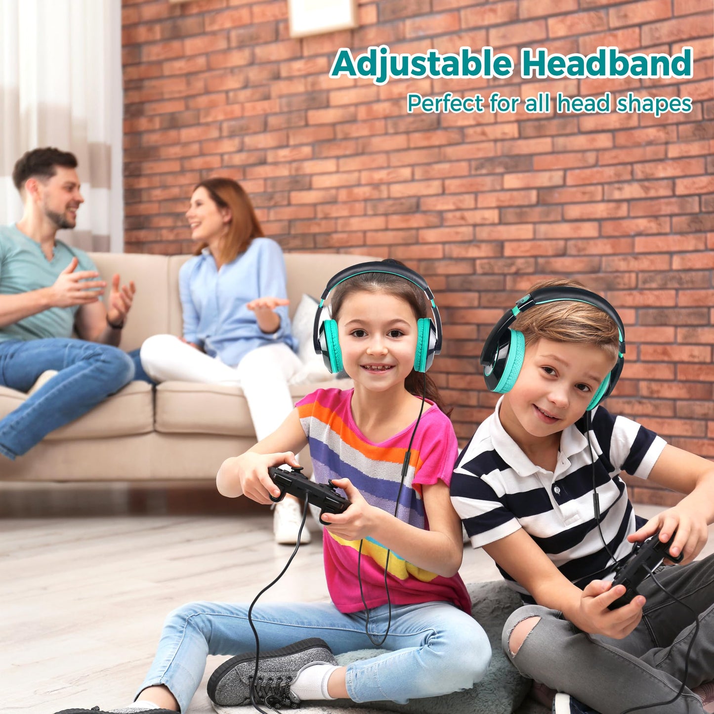 rockpapa Comfort+ Kids Headphones with Microphone, Boys Girls Student Over-Ear Headphones Wired for School Classroom Laptop PC Computer Tablet Black…